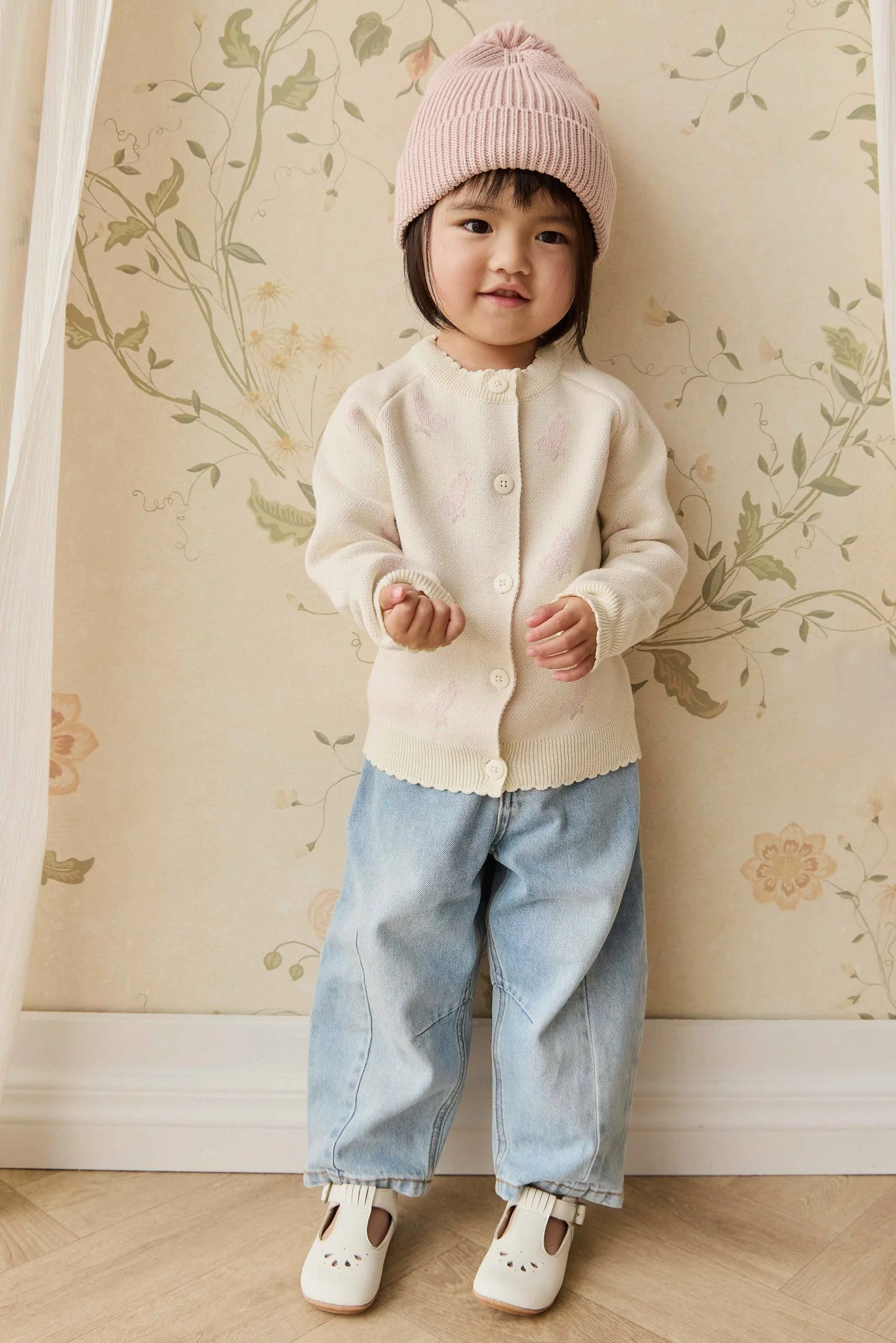Cassie Jacquard Cardigan - Egret - Image 4