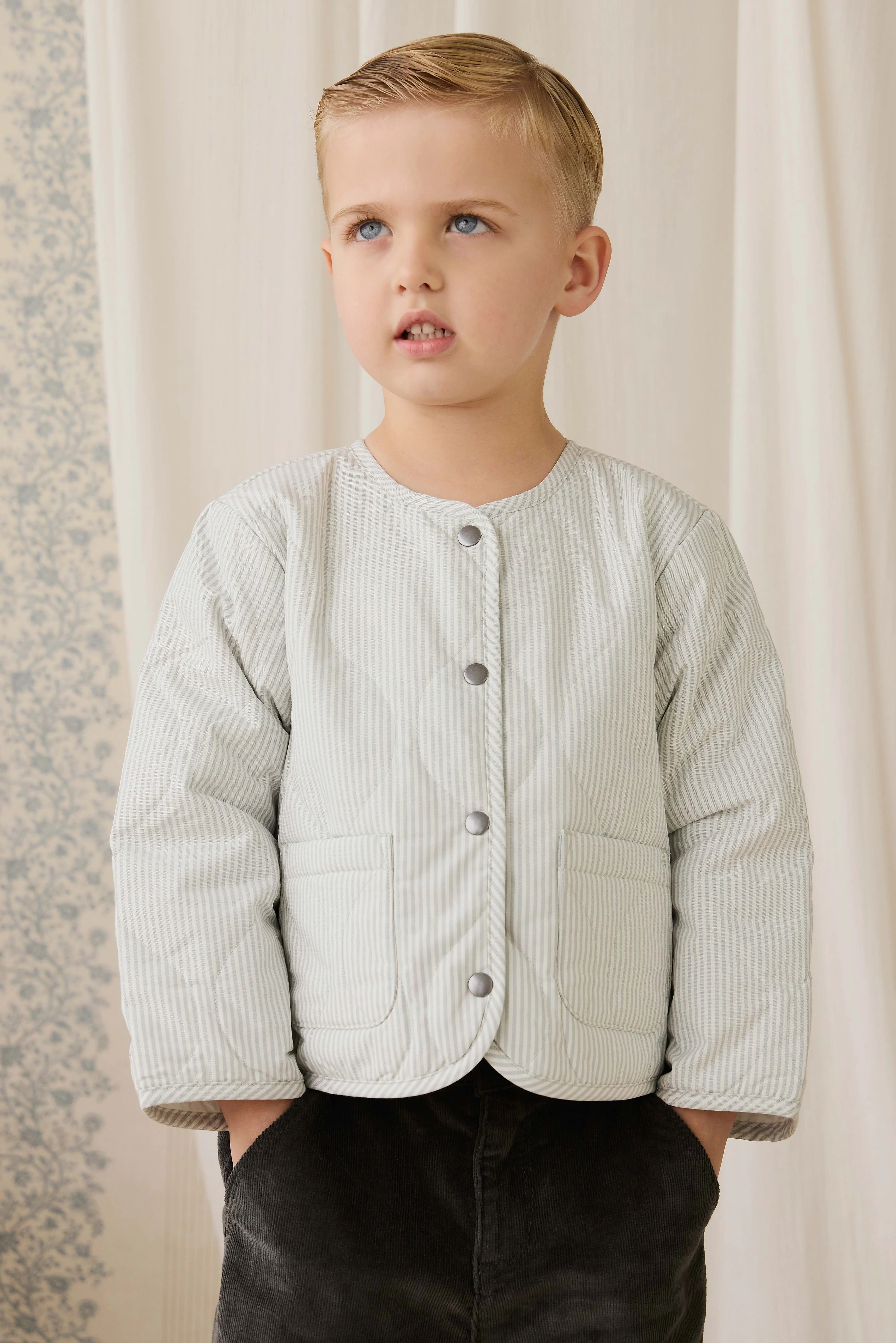 Elio Jacket - Fine Stripe Cloud/Bluegum