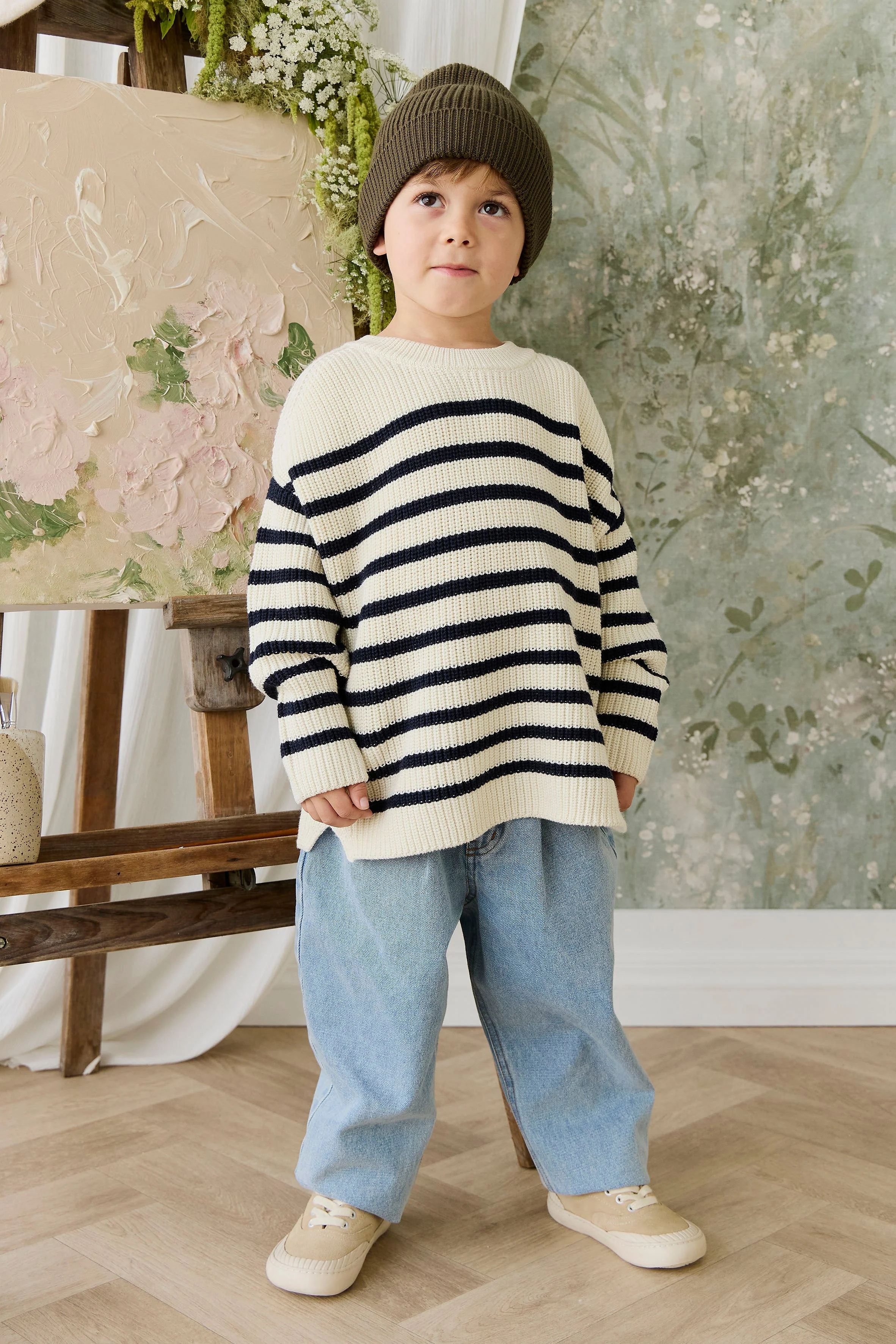 Lawrence Knit Jumper - Lawrence Stripe Cloud/Eclipse - Image 8