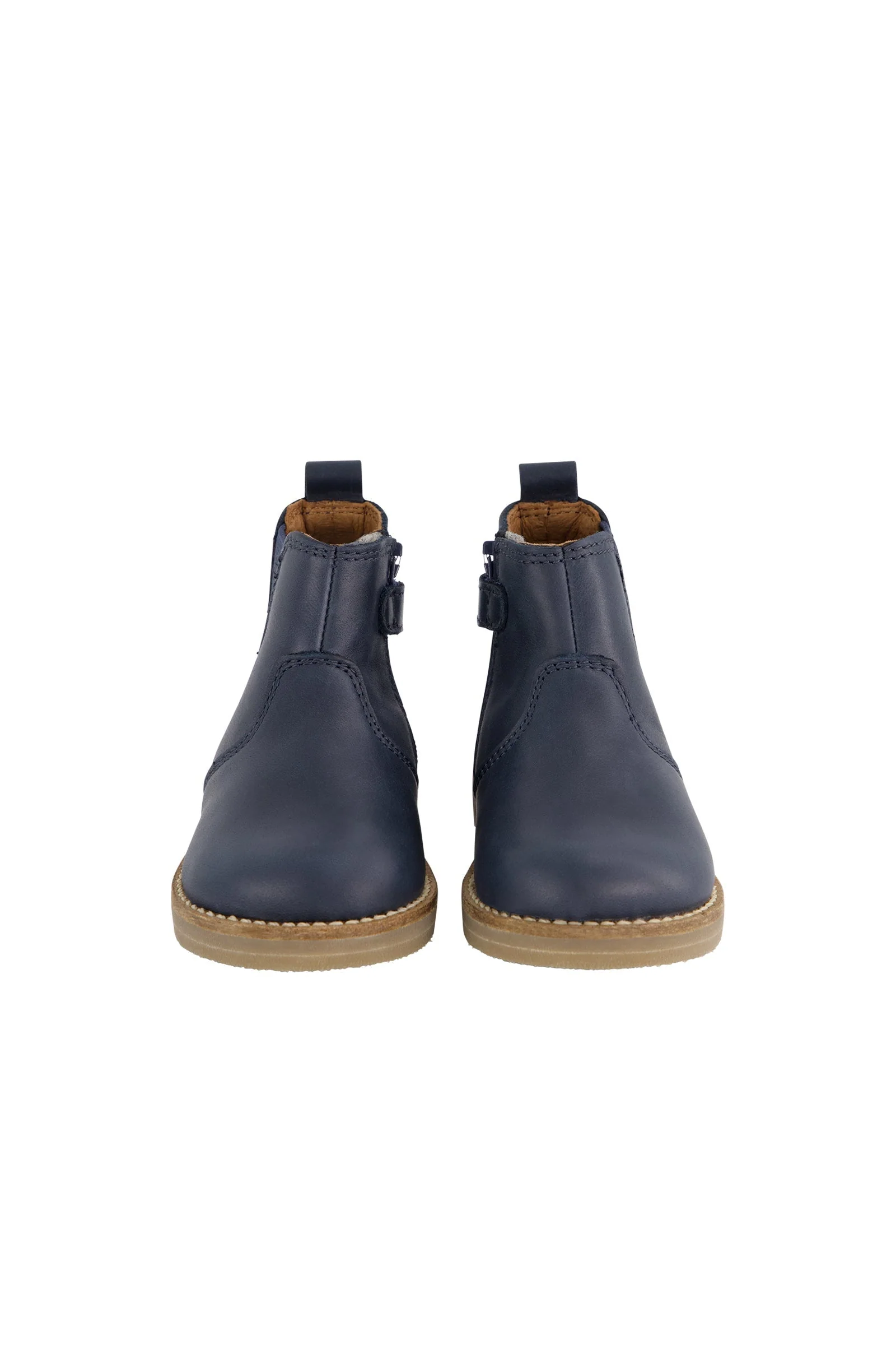 Leather Boot with Elastic Side - Navy - Image 3
