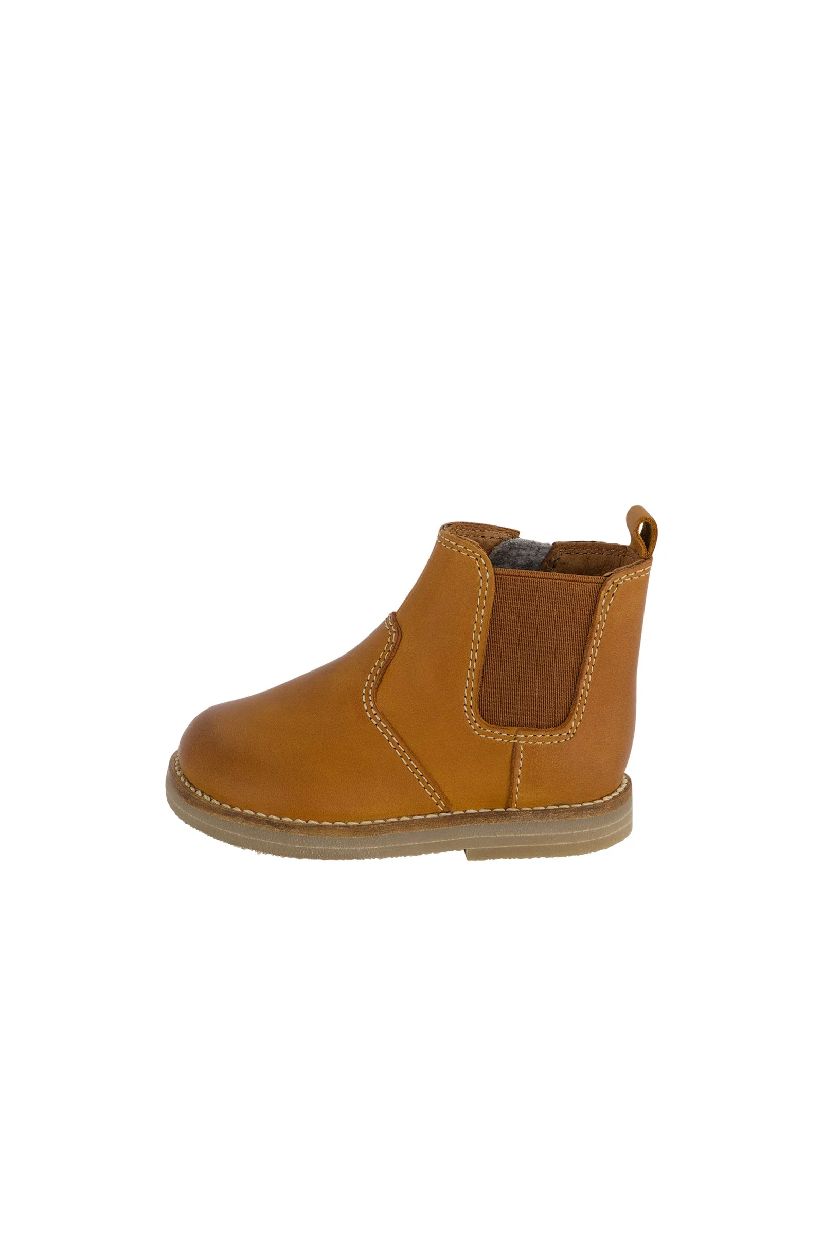 Leather Boot with Elastic Side - Tan - Image 2