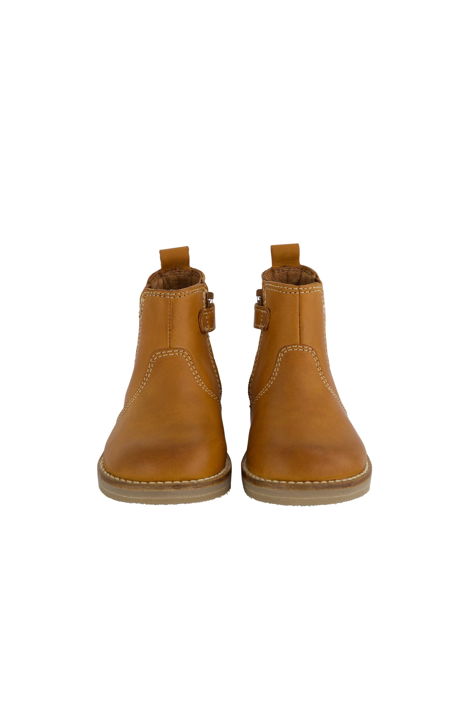 Leather Boot with Elastic Side - Tan - Image 3
