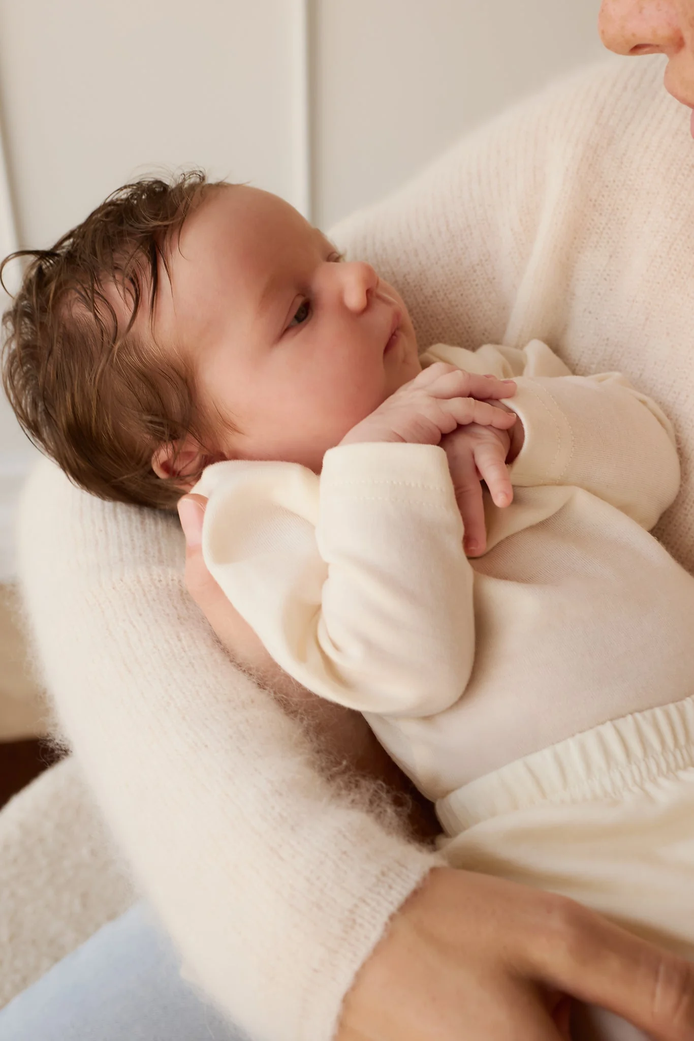 Merino Long Sleeve Envelope Bodysuit - Cloud - Image 2