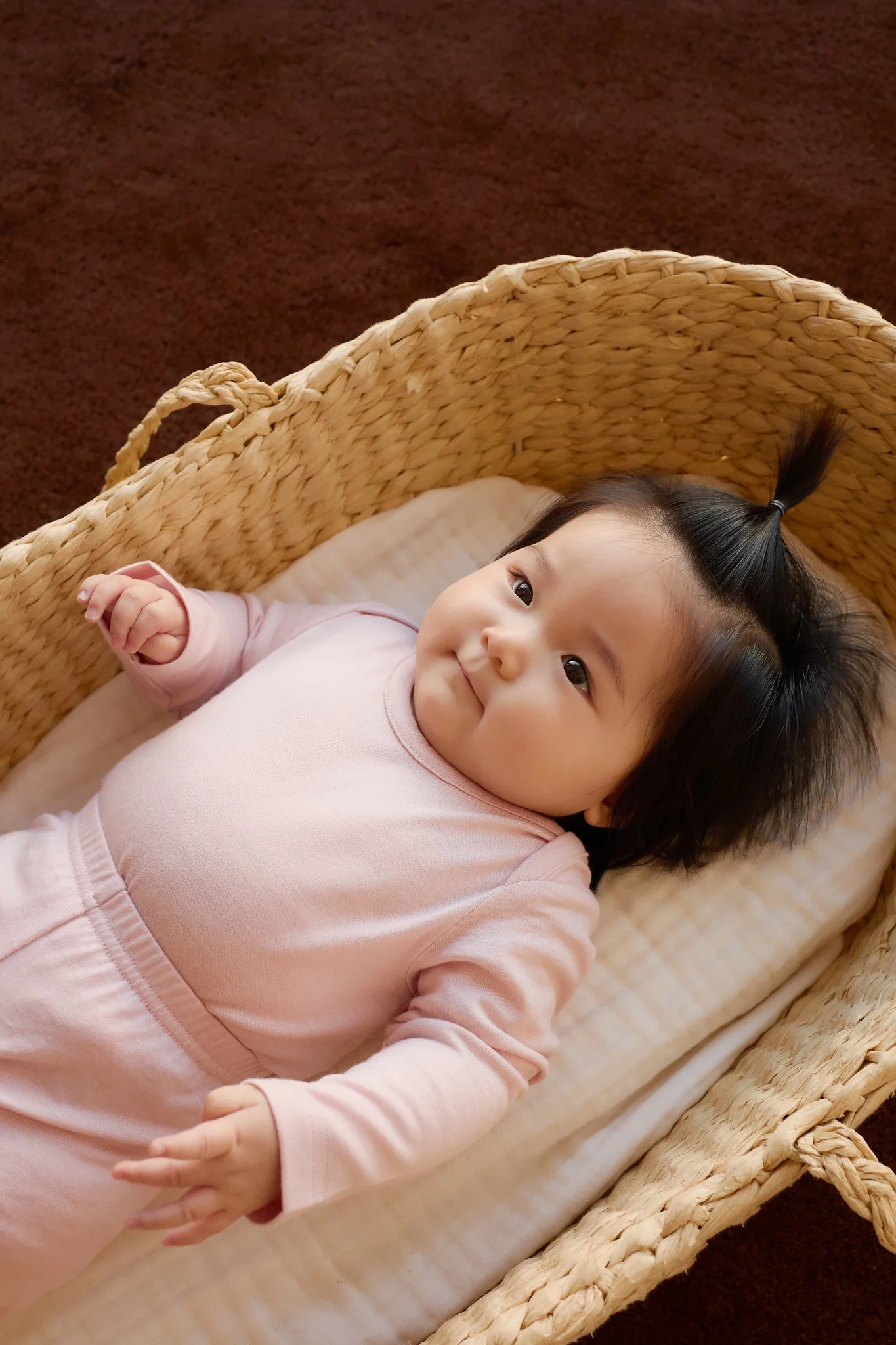 Merino Long Sleeve Envelope Bodysuit - Cloud Pink - Image 4
