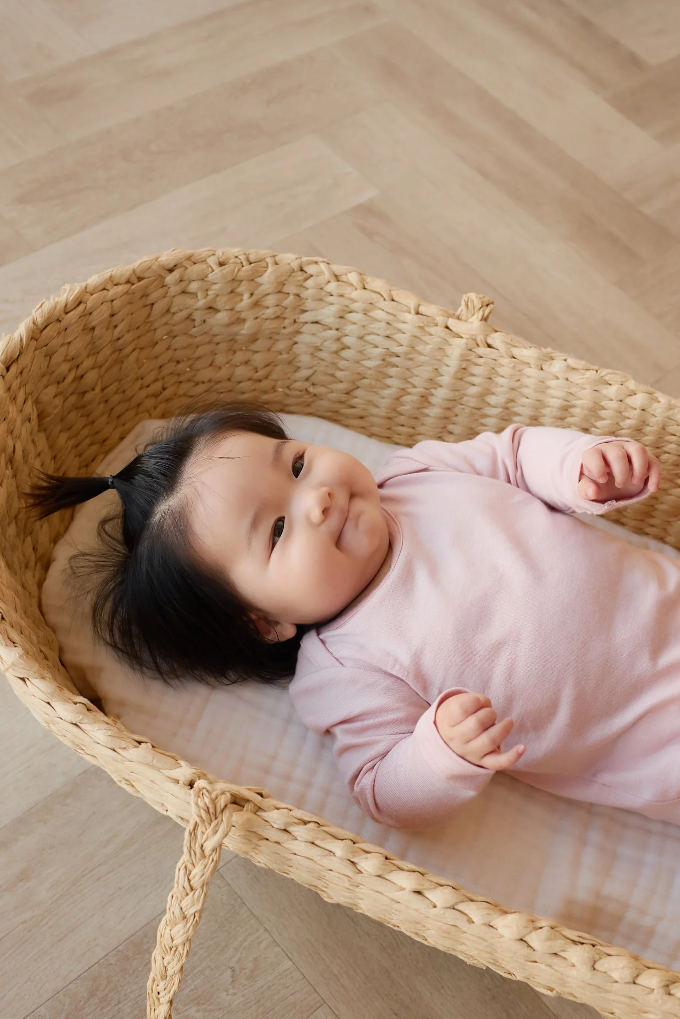 Merino Long Sleeve Envelope Bodysuit - Cloud Pink - Image 5