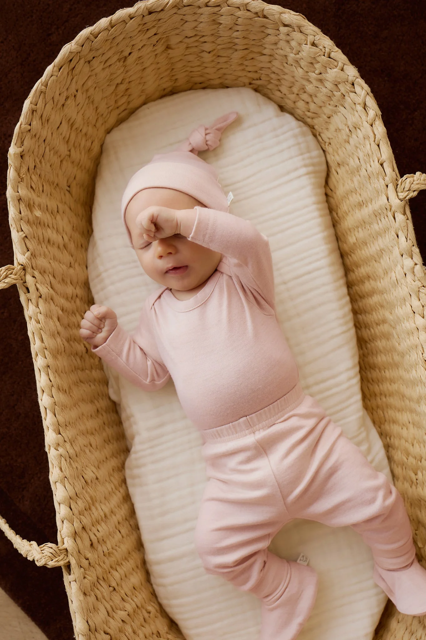 Merino Long Sleeve Envelope Bodysuit - Cloud Pink - Image 6