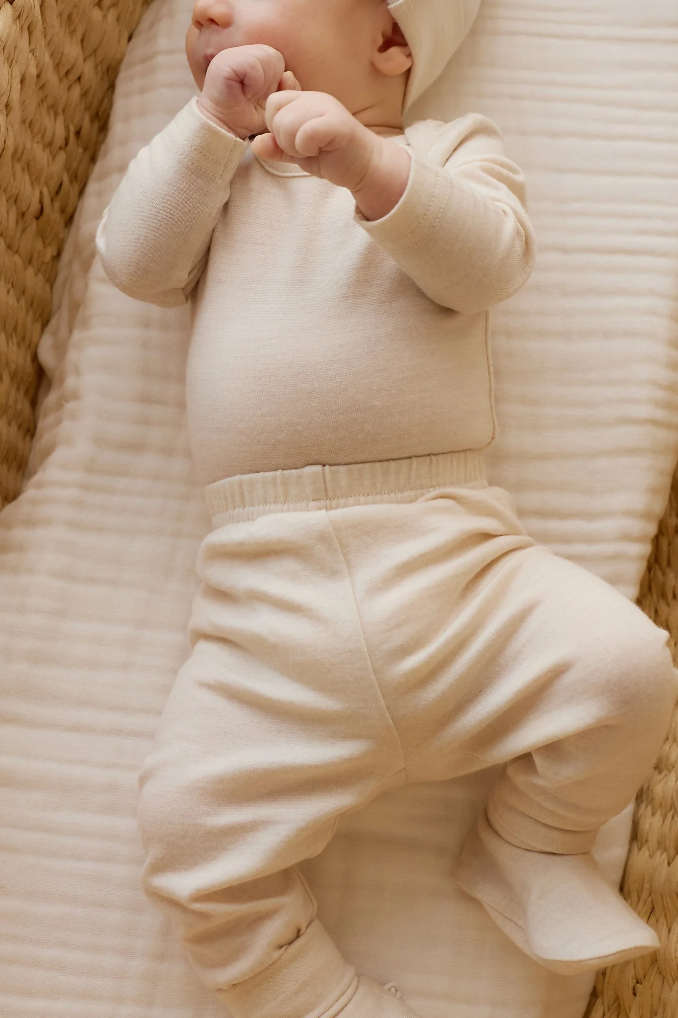 Merino Long Sleeve Envelope Bodysuit - Natural - Image 7
