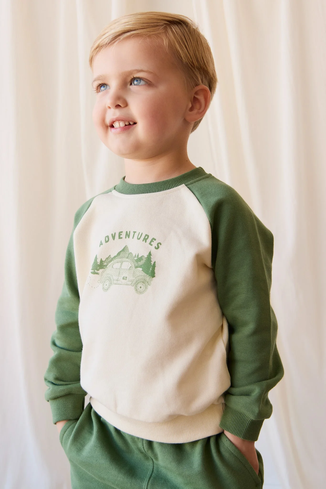 Organic Cotton Alden Sweatshirt - Adventure Buggy Snow Pea