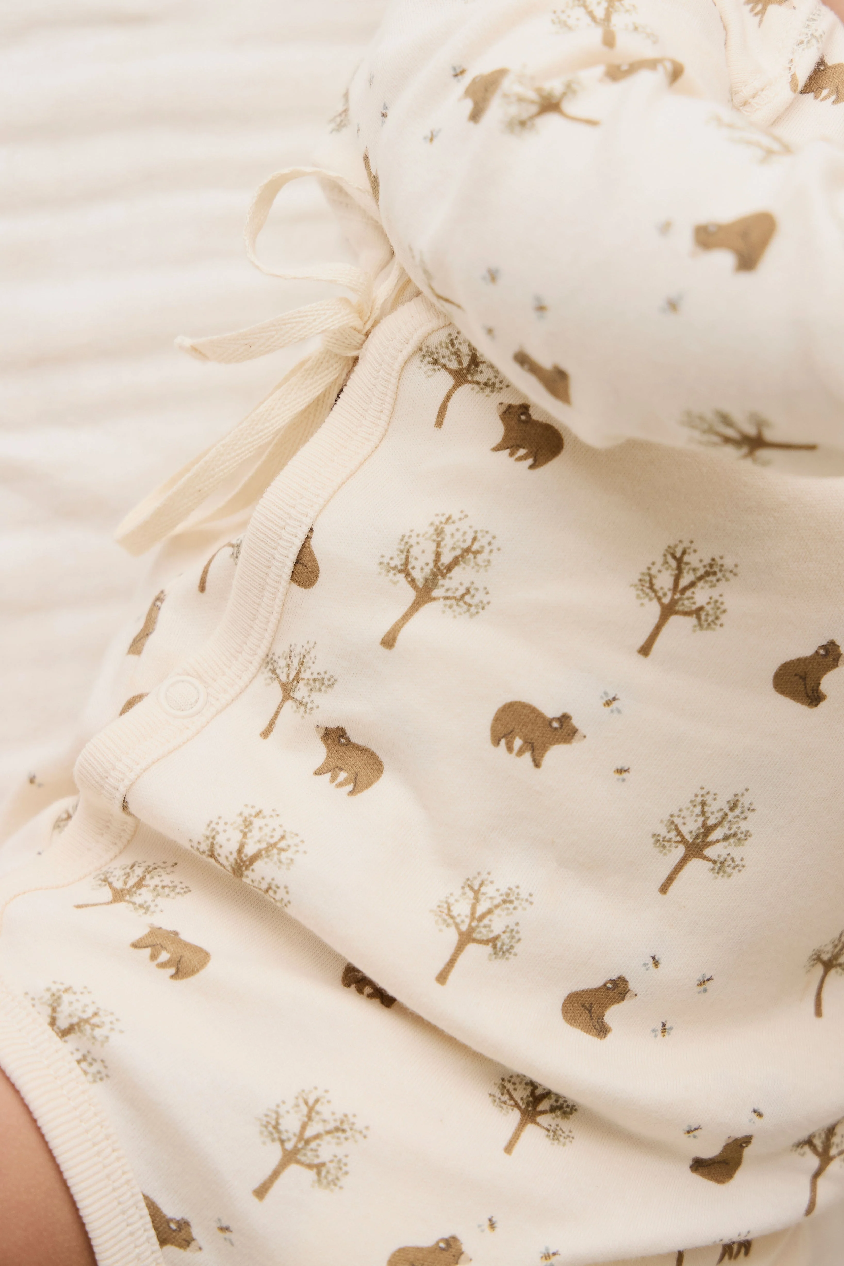 Organic Cotton Ames Wrap Long Sleeve Bodysuit - Honey Bear Cloud - Image 5