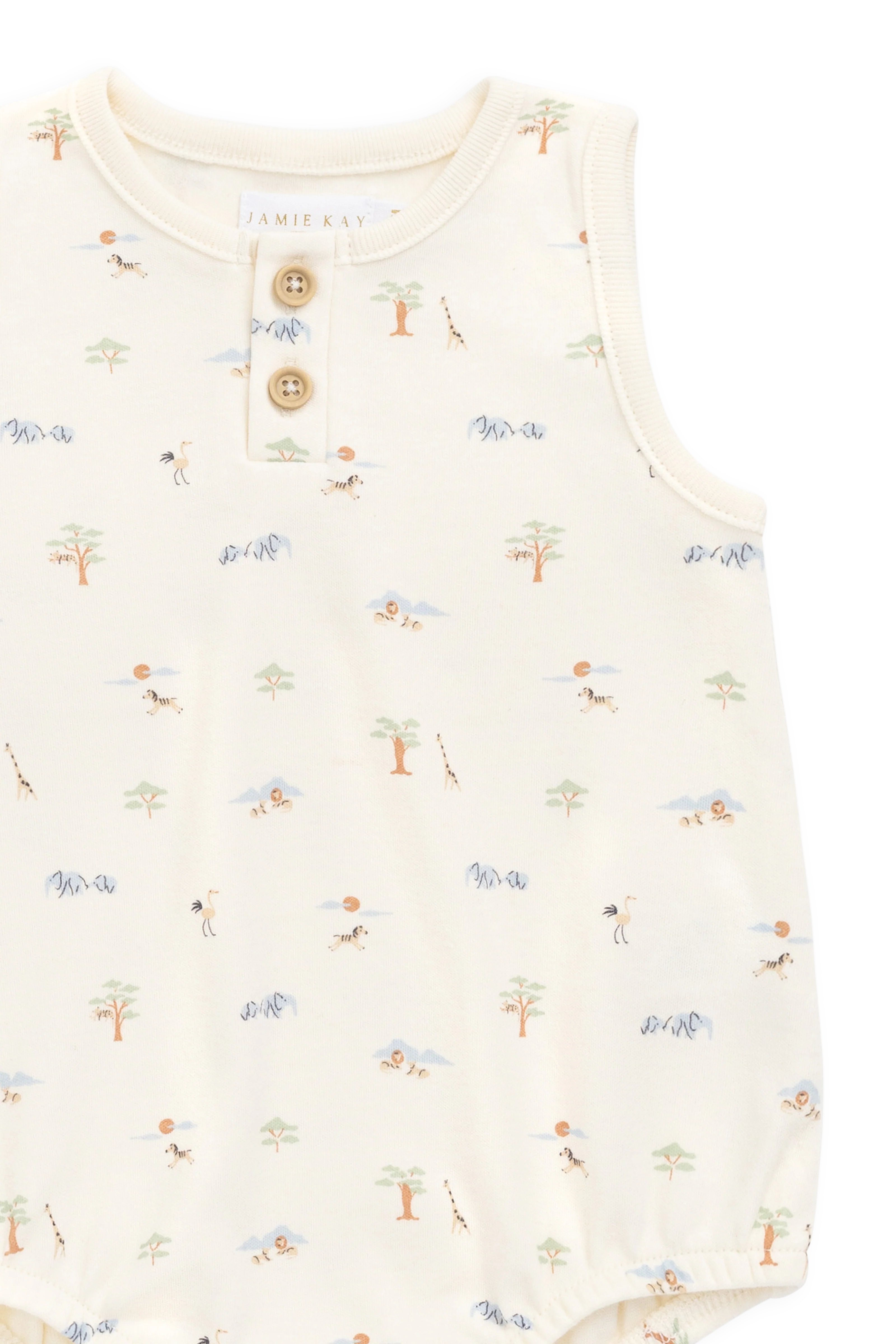 Organic Cotton Archie Playsuit - Savannah Animals Tofu - Image 9
