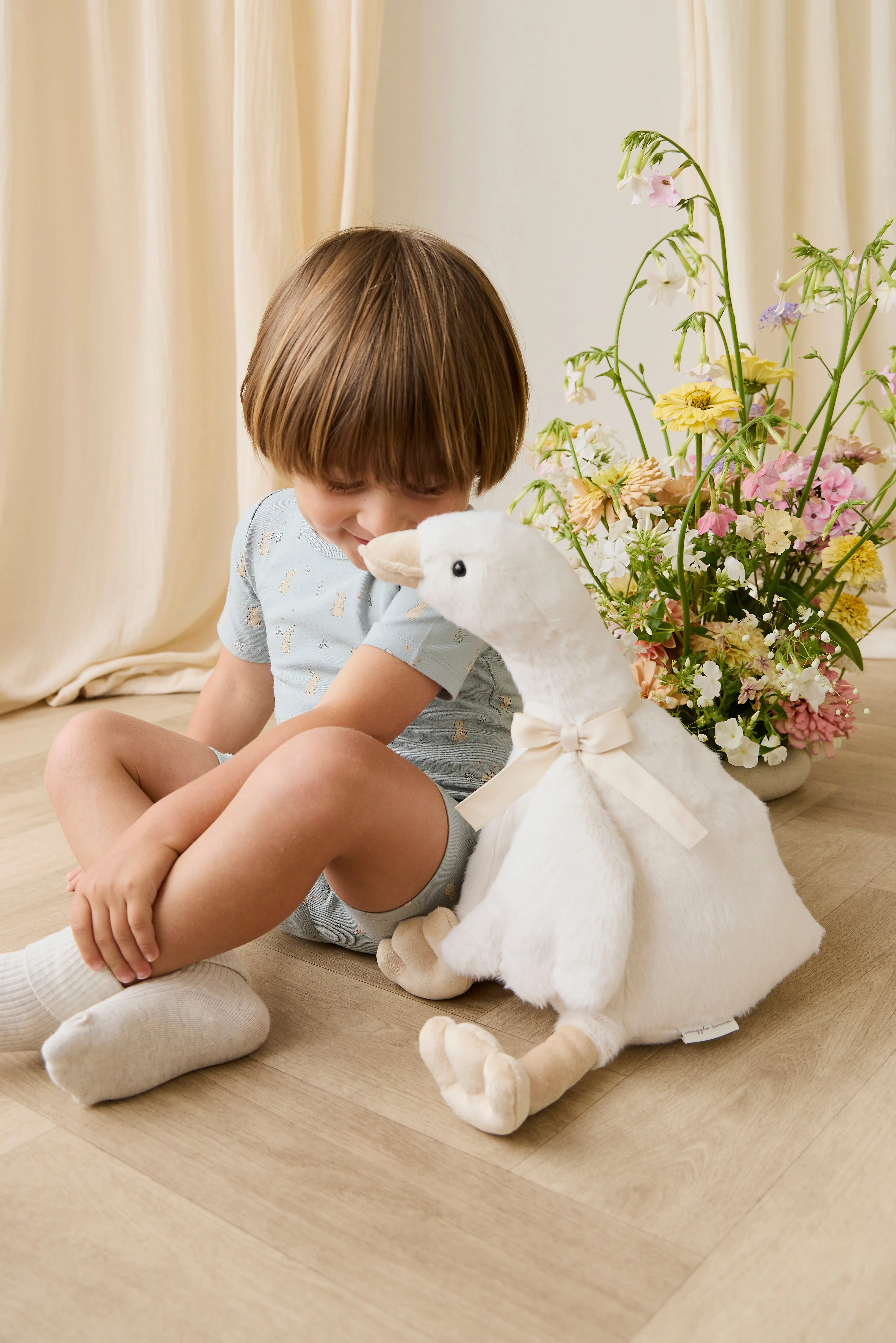 Organic Cotton Baker Short Sleeve Pyjama Set - Lapin Jardin Blue - Image 5
