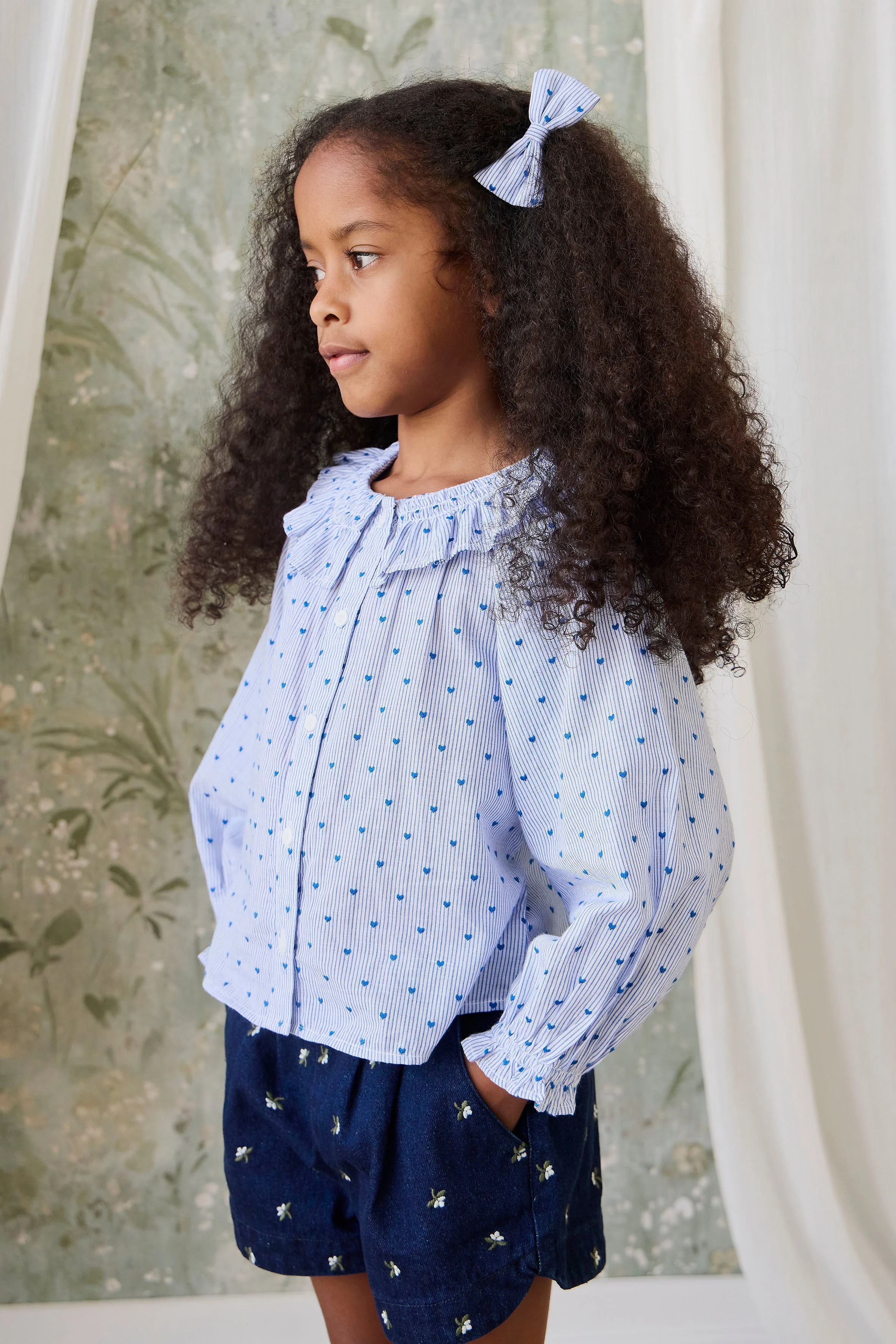 Organic Cotton Bellamy Blouse - Mon Amour Stripe Indigo - Image 15