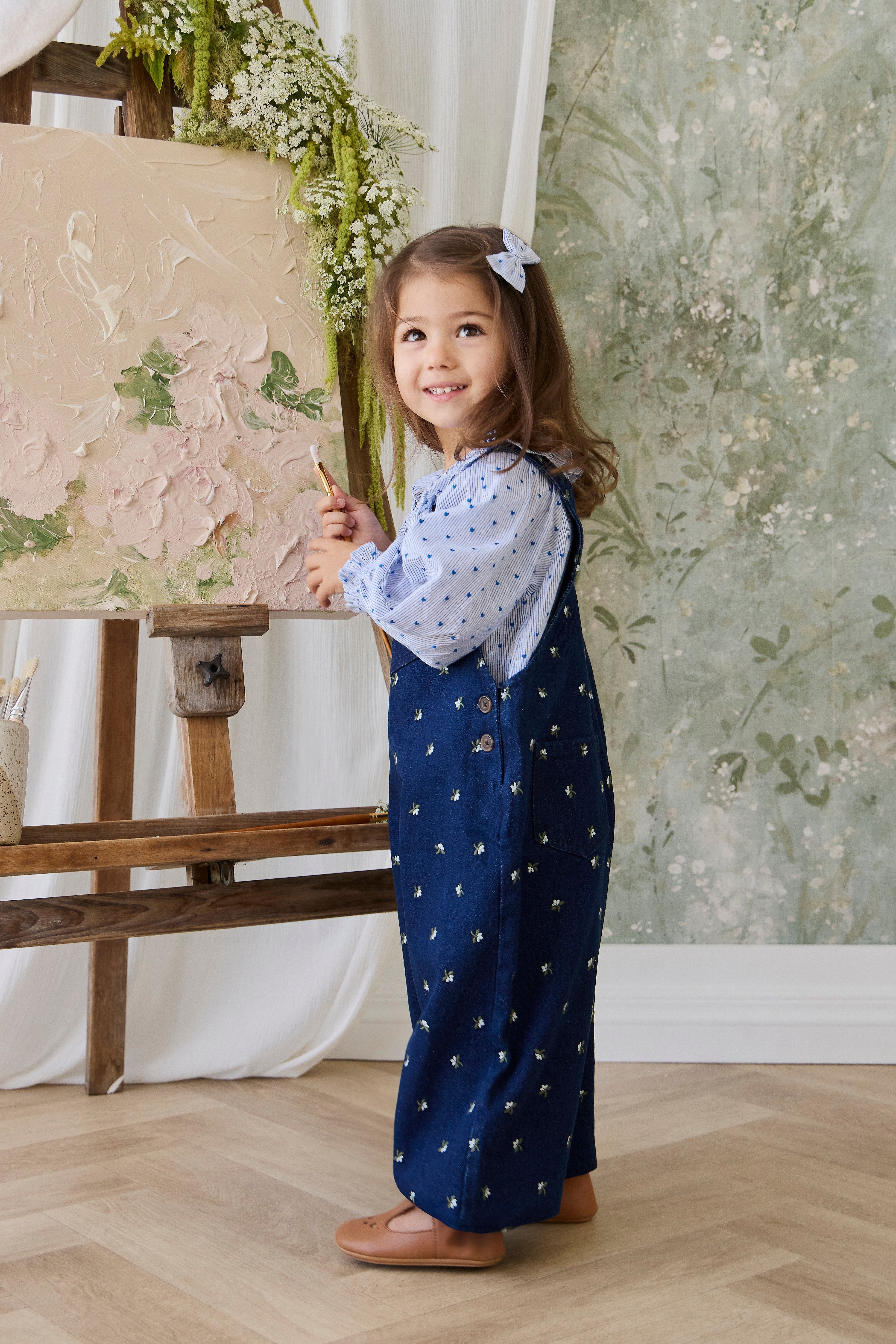 Organic Cotton Bellamy Blouse - Mon Amour Stripe Indigo - Image 18