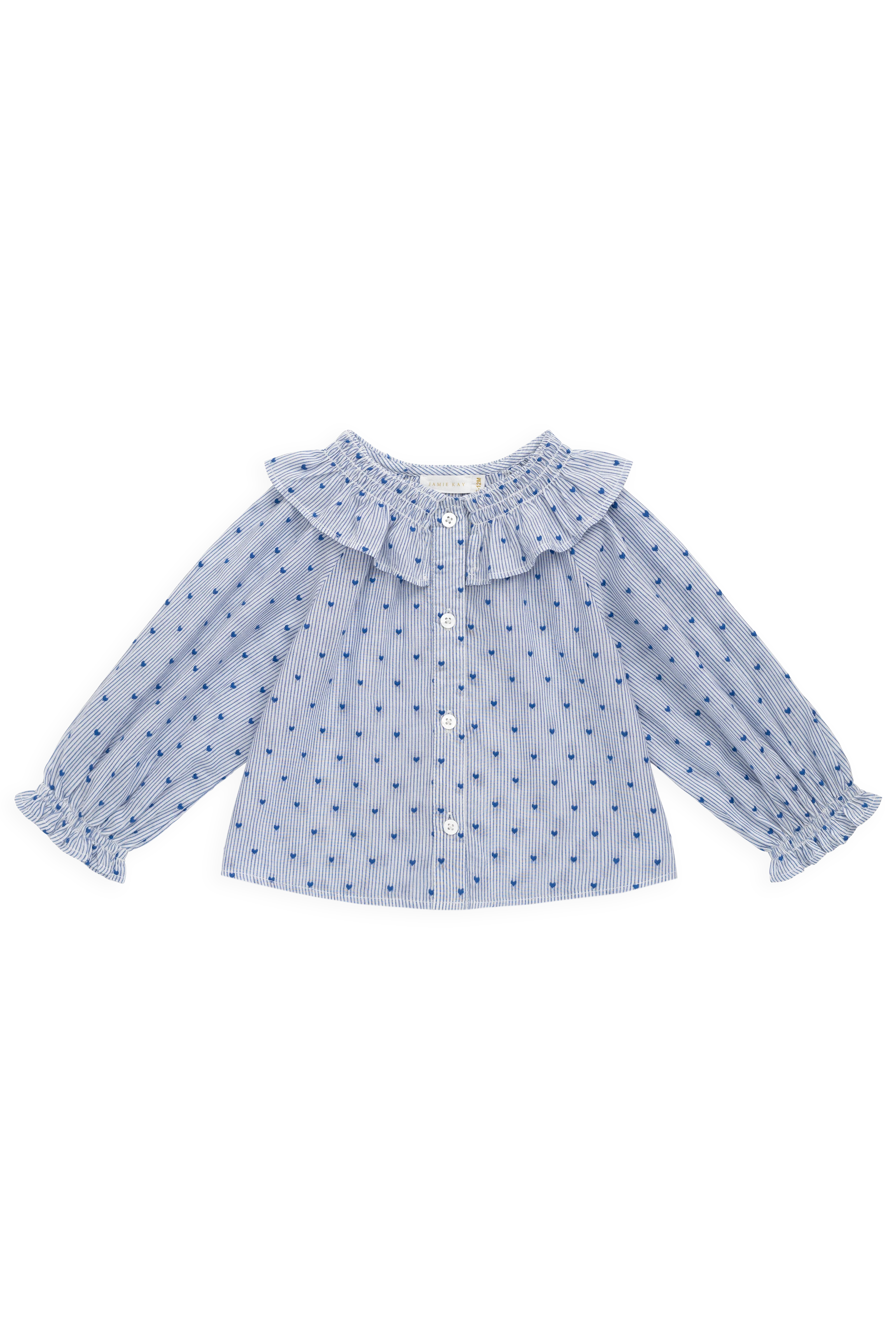 Organic Cotton Bellamy Blouse - Mon Amour Stripe Indigo - Image 2
