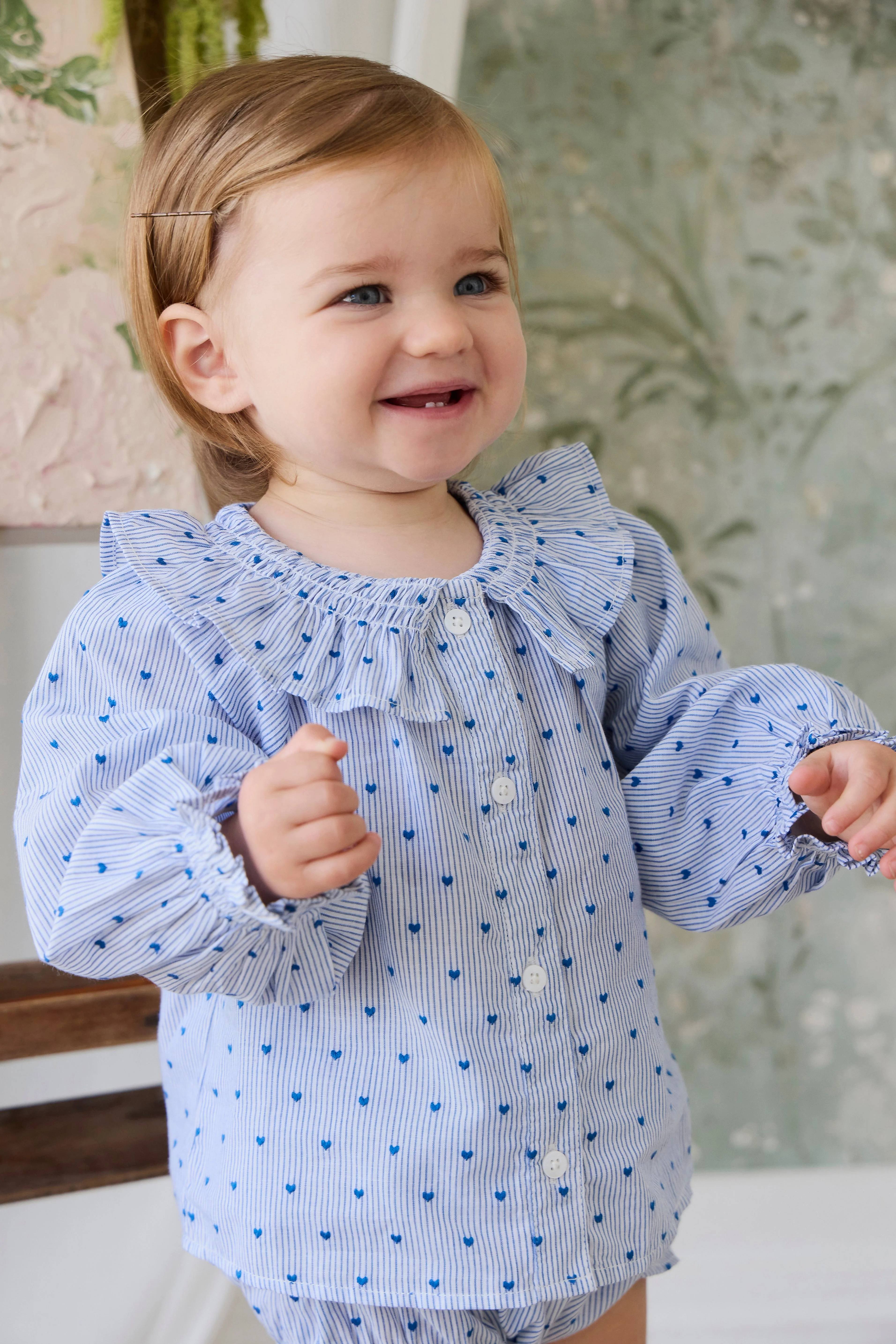 Organic Cotton Bellamy Blouse - Mon Amour Stripe Indigo - Image 4