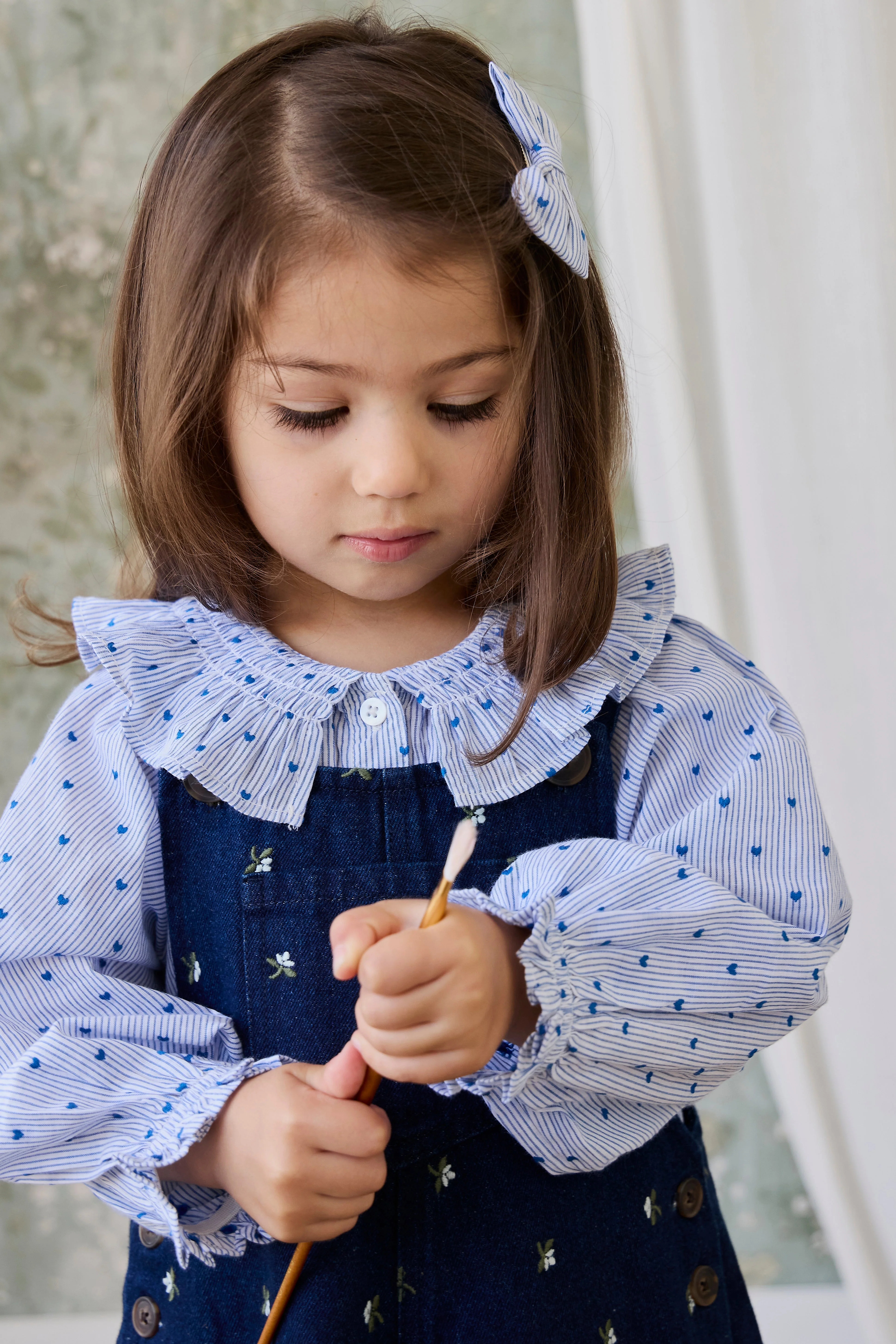 Organic Cotton Bellamy Blouse - Mon Amour Stripe Indigo - Image 5