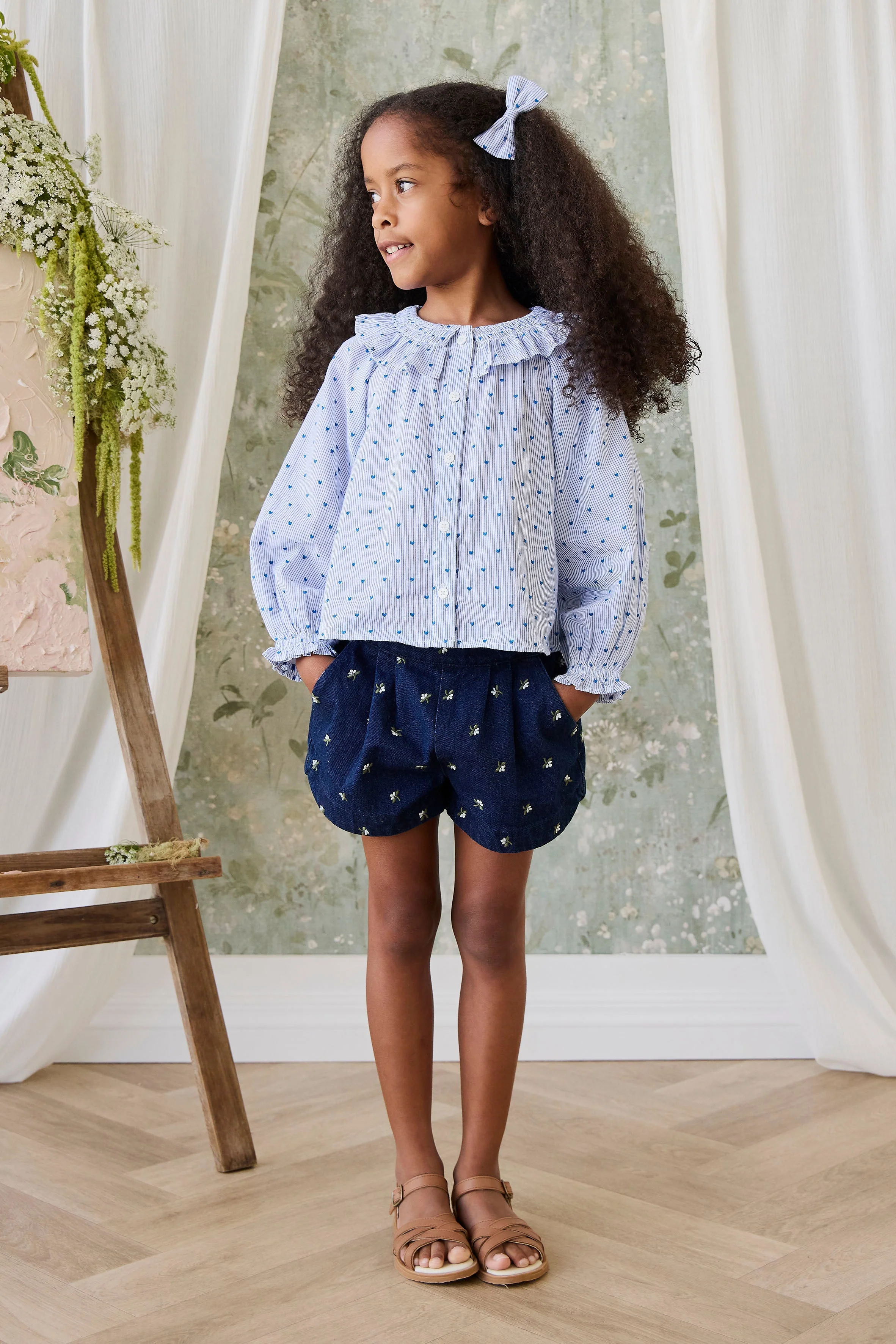 Organic Cotton Bellamy Blouse - Mon Amour Stripe Indigo - Image 9