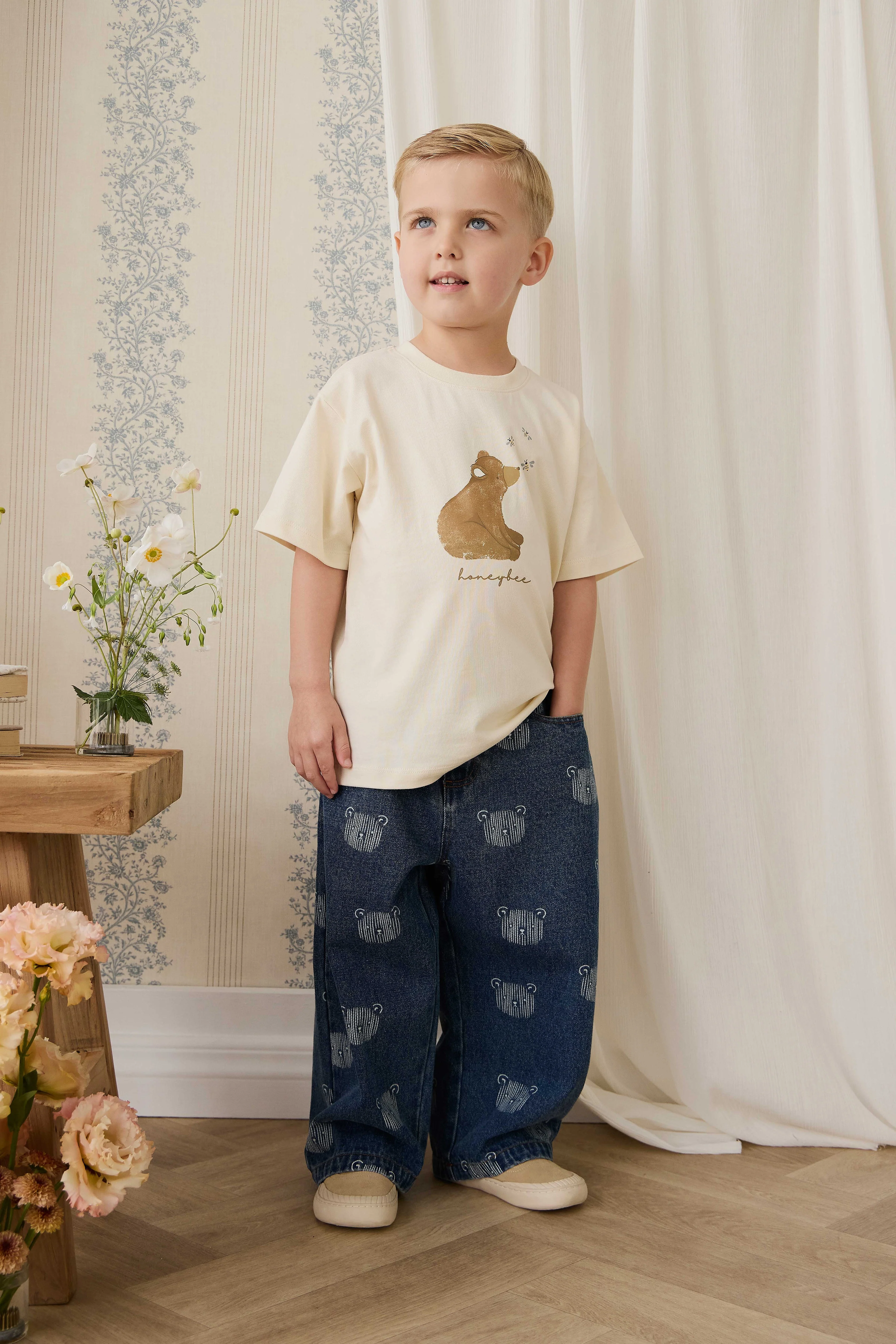 Organic Cotton Bjorn Tee - Cloud Honeybee Bear - Image 5