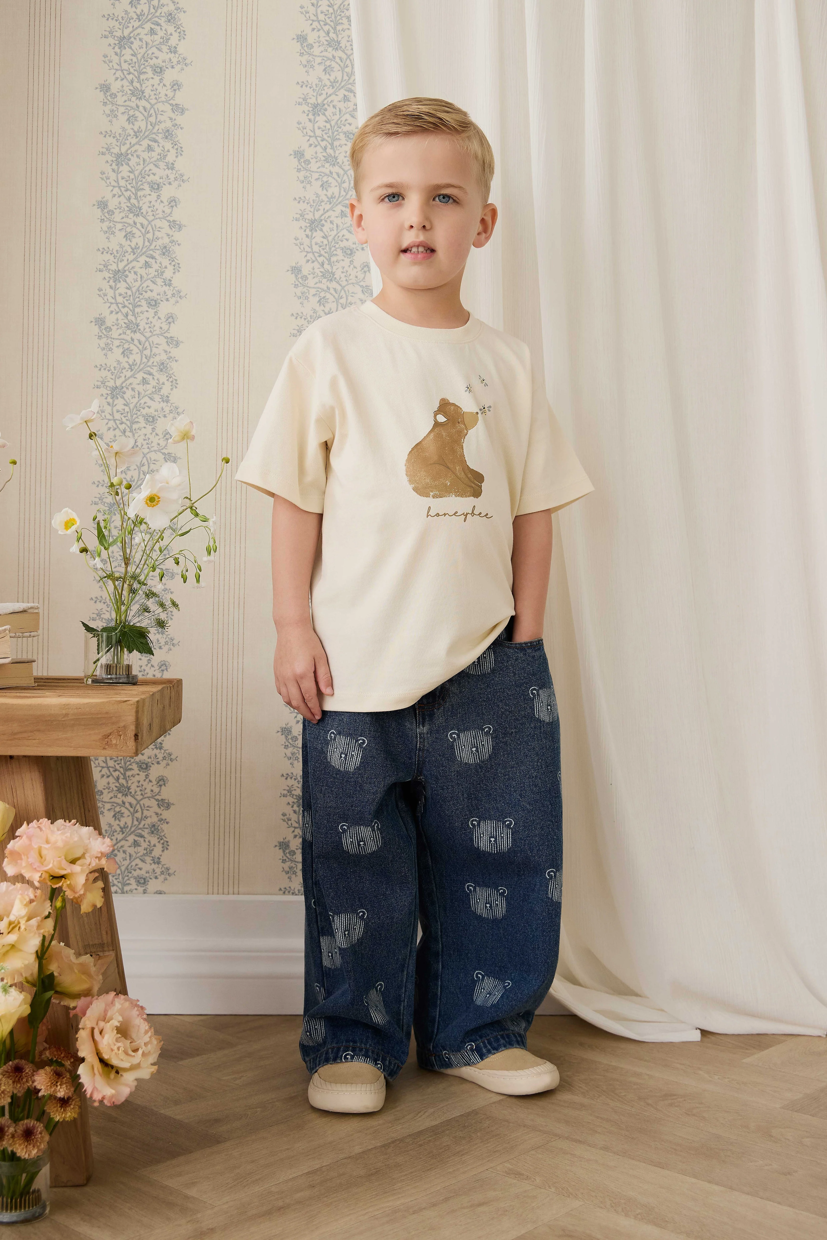 Organic Cotton Bjorn Tee - Cloud Honeybee Bear - Image 7