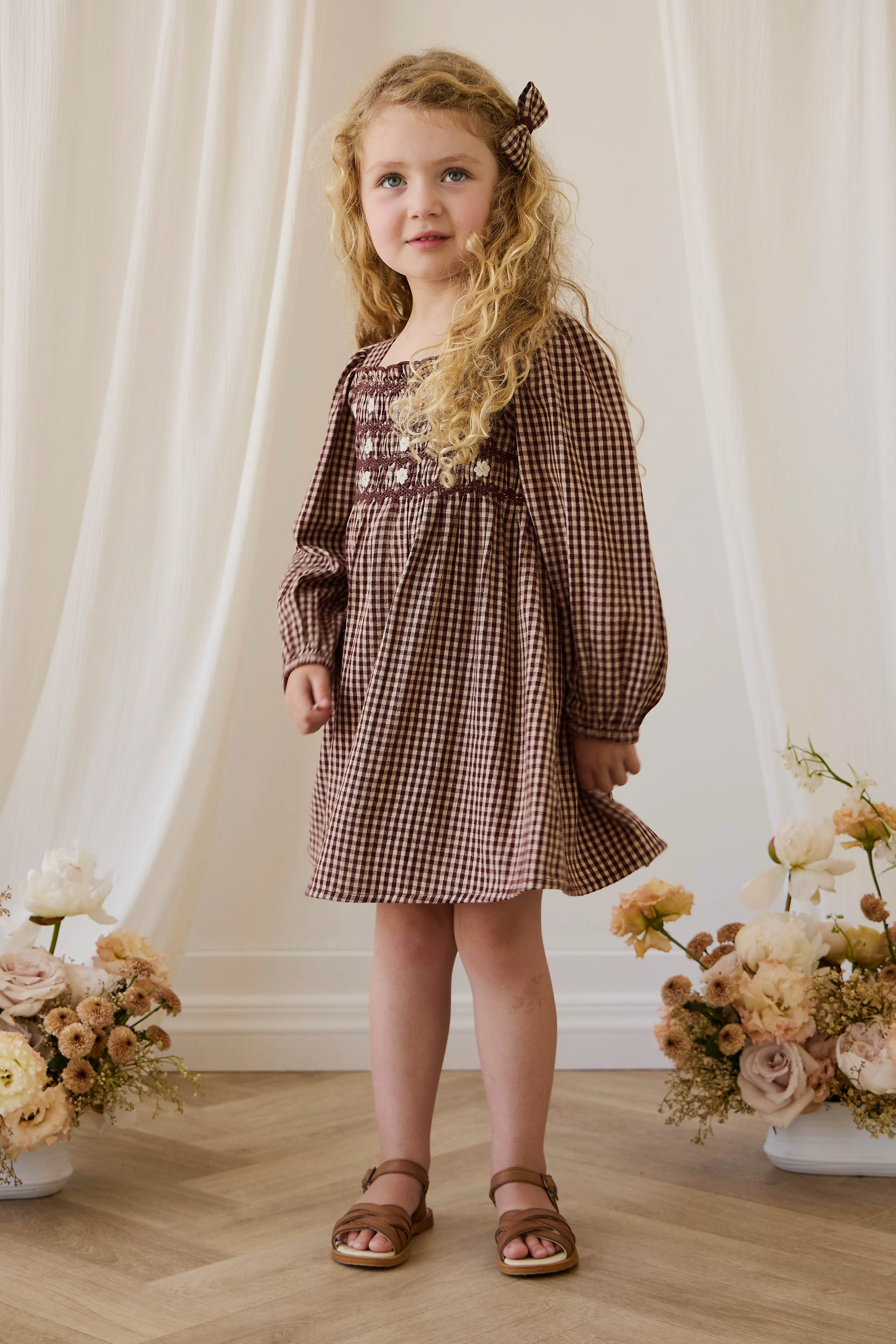 Organic Cotton Cecile Dress - Cinnamon Gingham - Image 4
