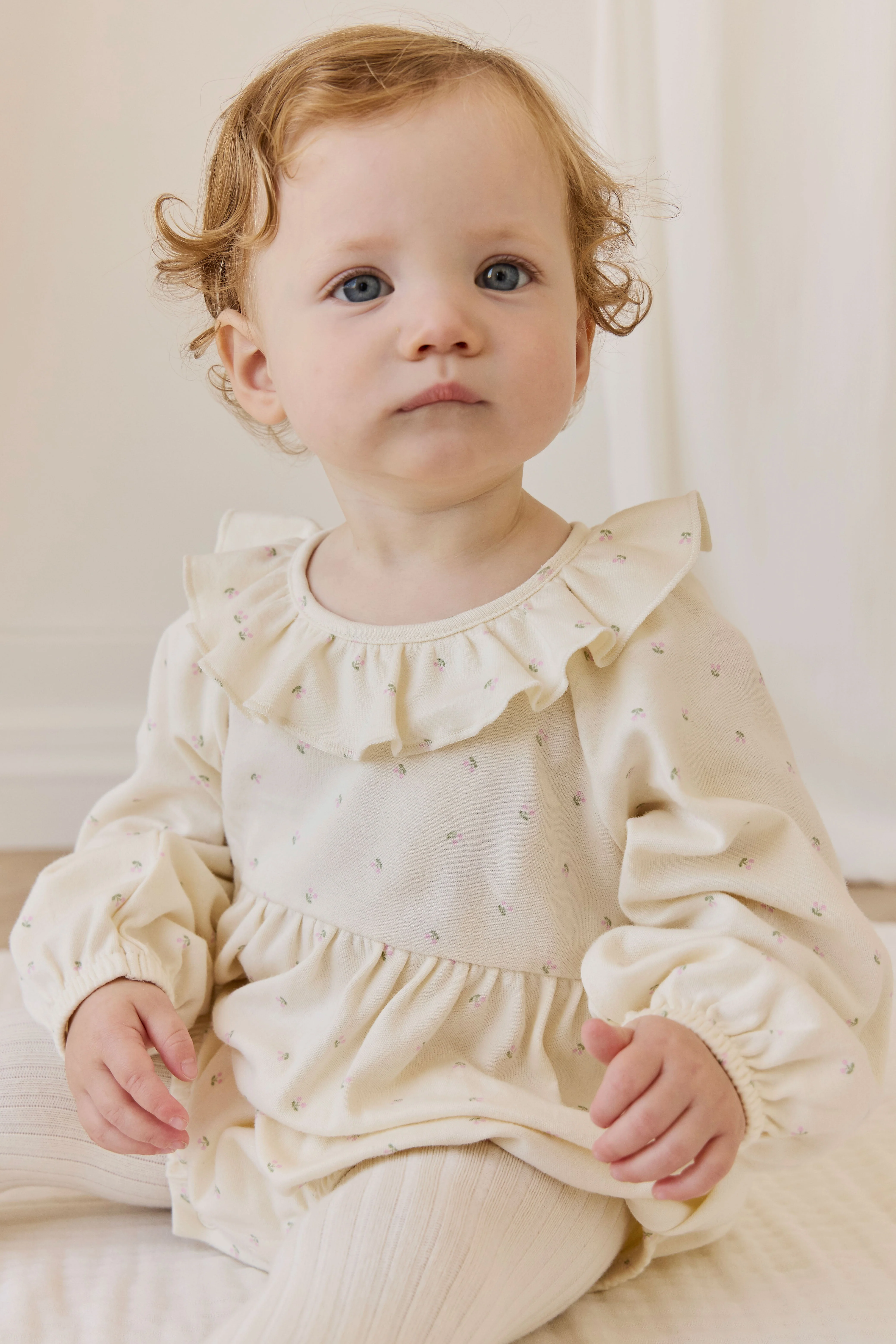 Organic Cotton Clemence Playsuit - Ditsy Cherries - Image 3