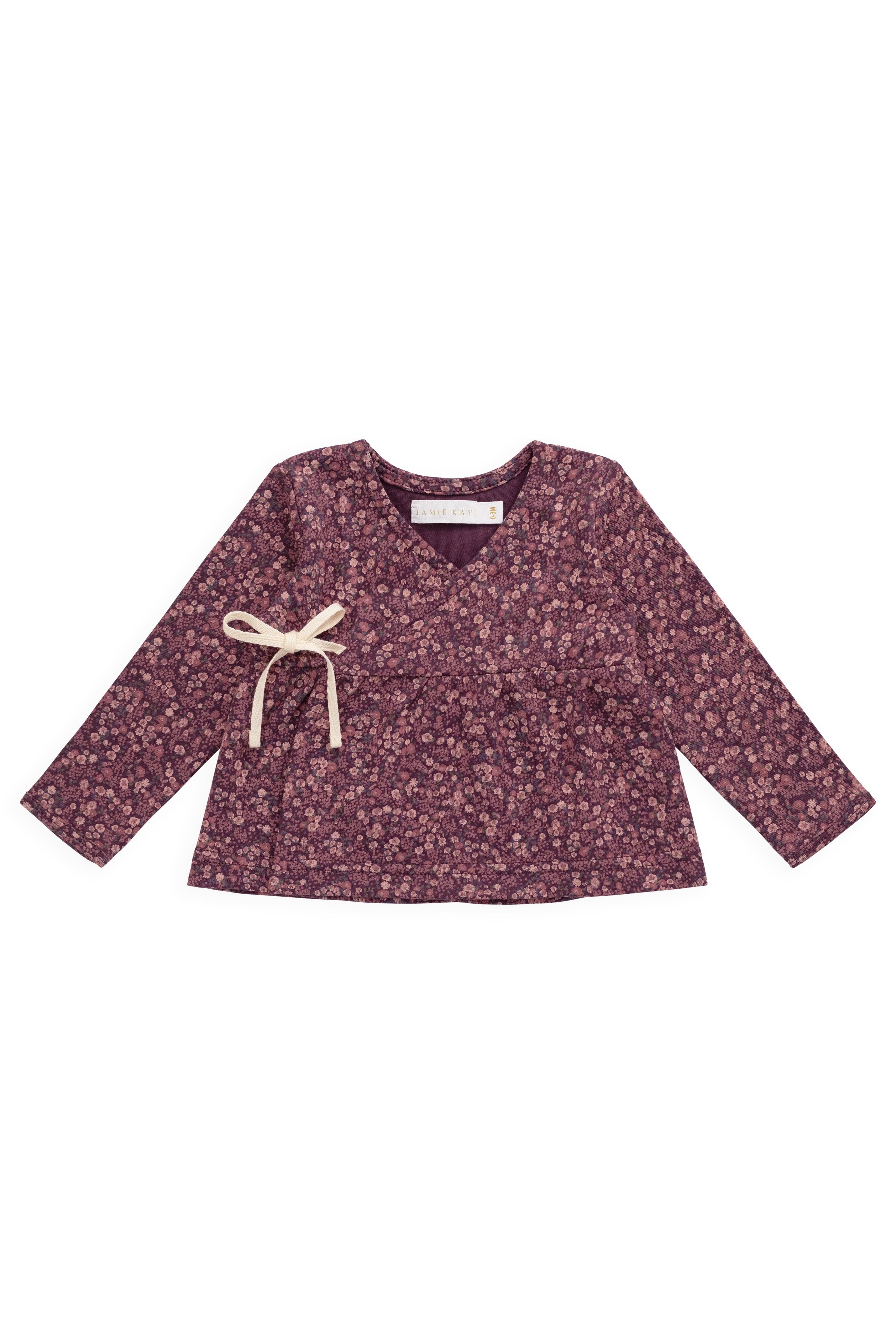 Organic Cotton Clemence Wrap Top - Fig Floral - Image 2