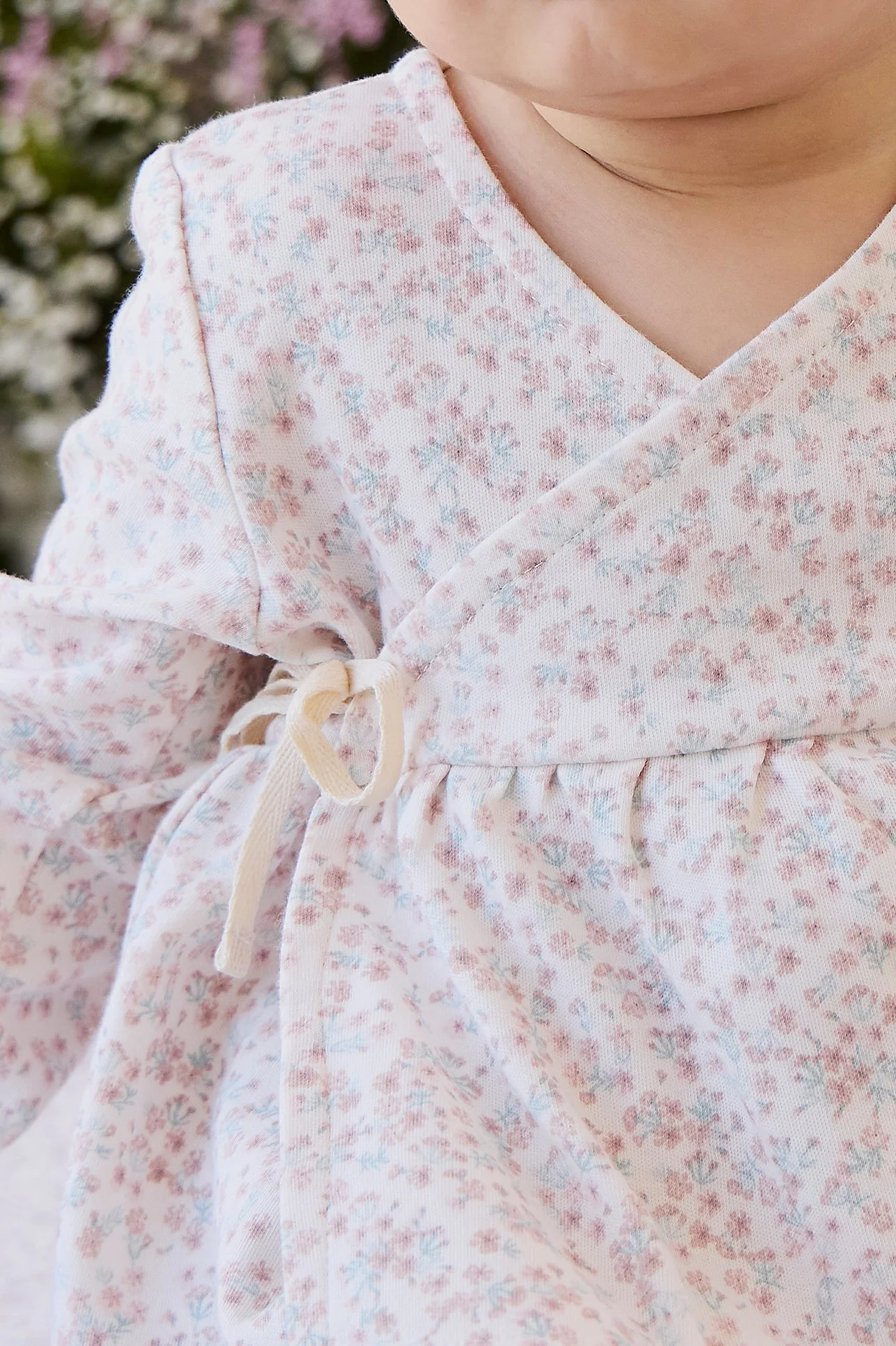 Organic Cotton Clemence Wrap Top - Posy Milk - Image 3