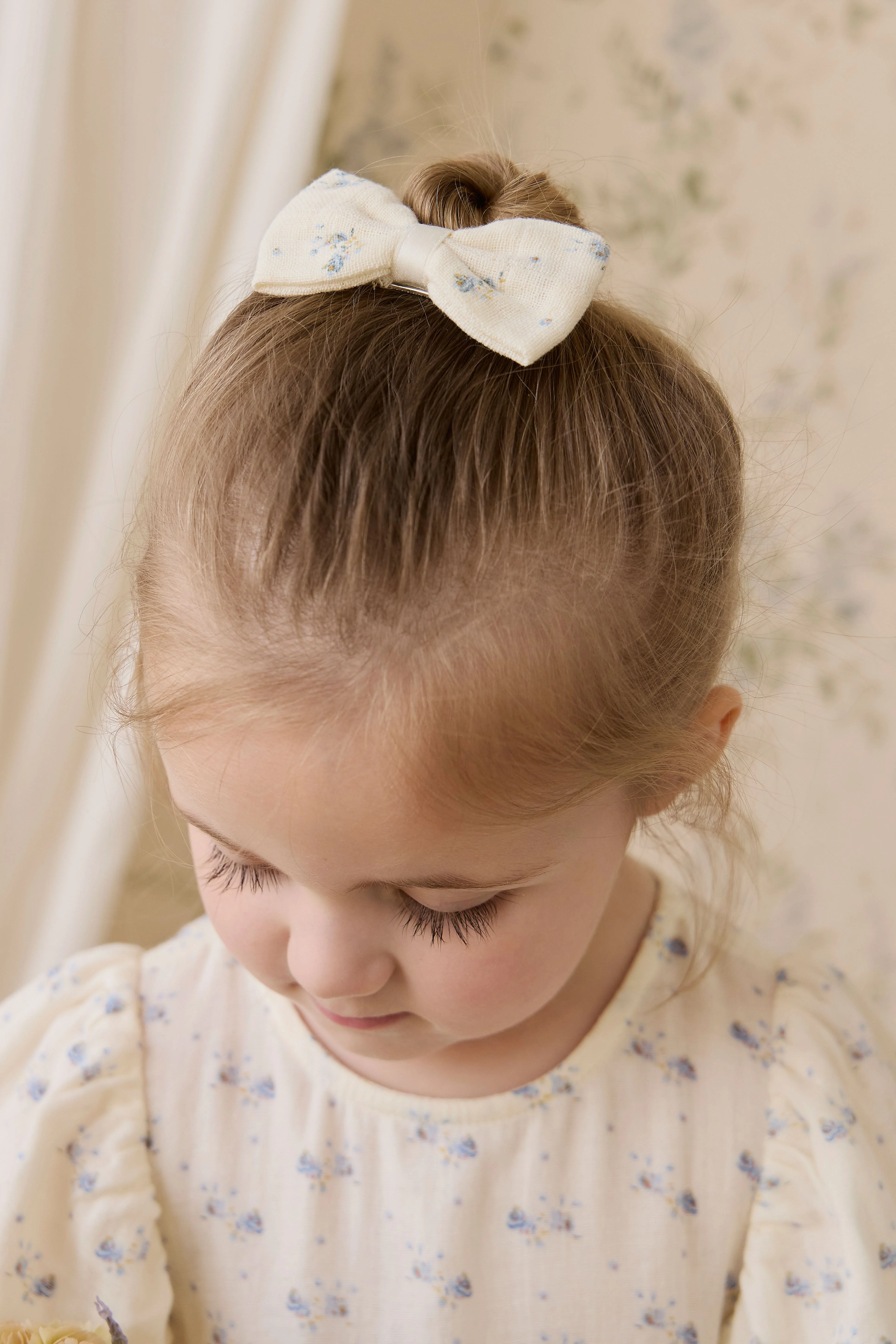 Organic Cotton Muslin Desiree Bow-Molly Blue