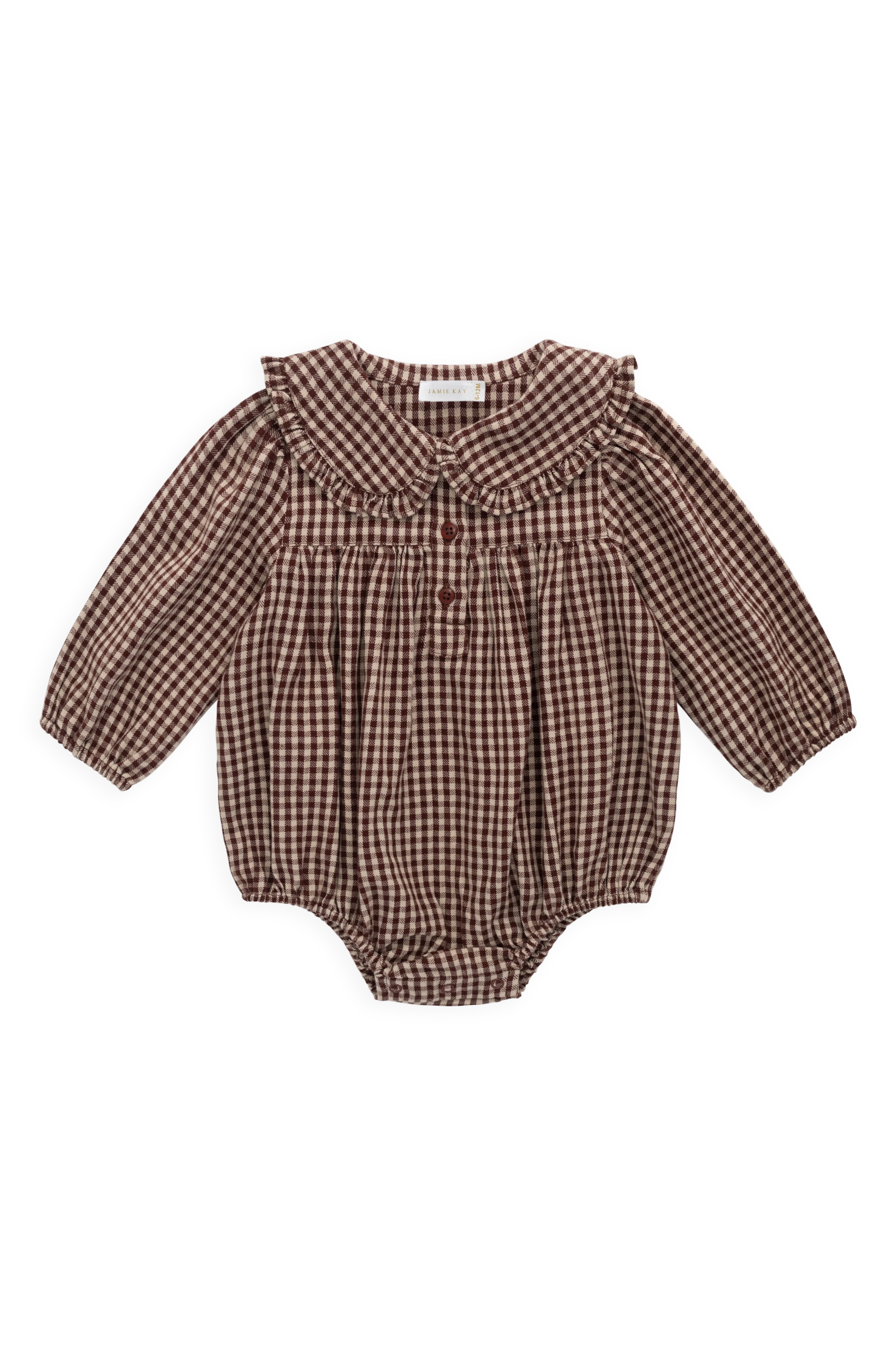 Organic Cotton Elowen Playsuit - Cinnamon Gingham - Image 2
