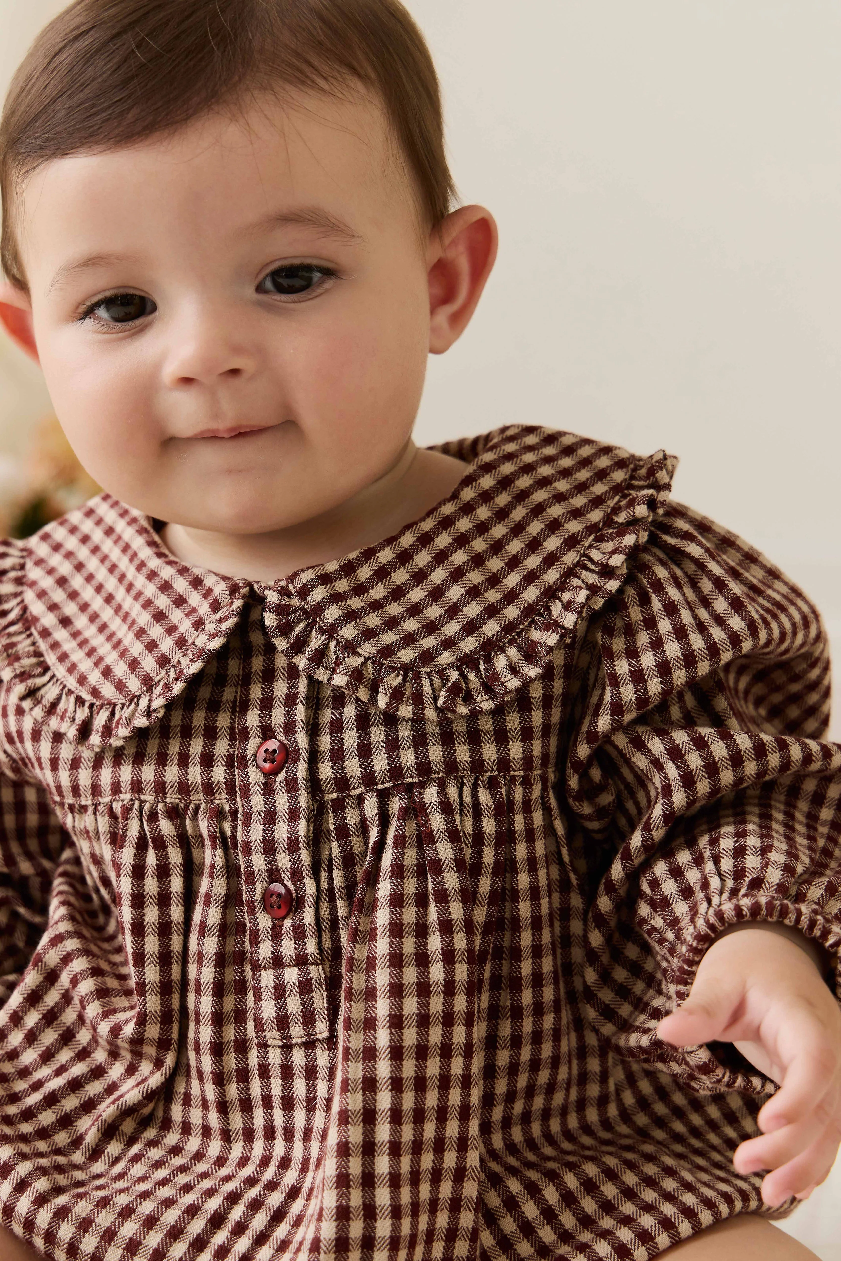 Organic Cotton Elowen Playsuit - Cinnamon Gingham - Image 9