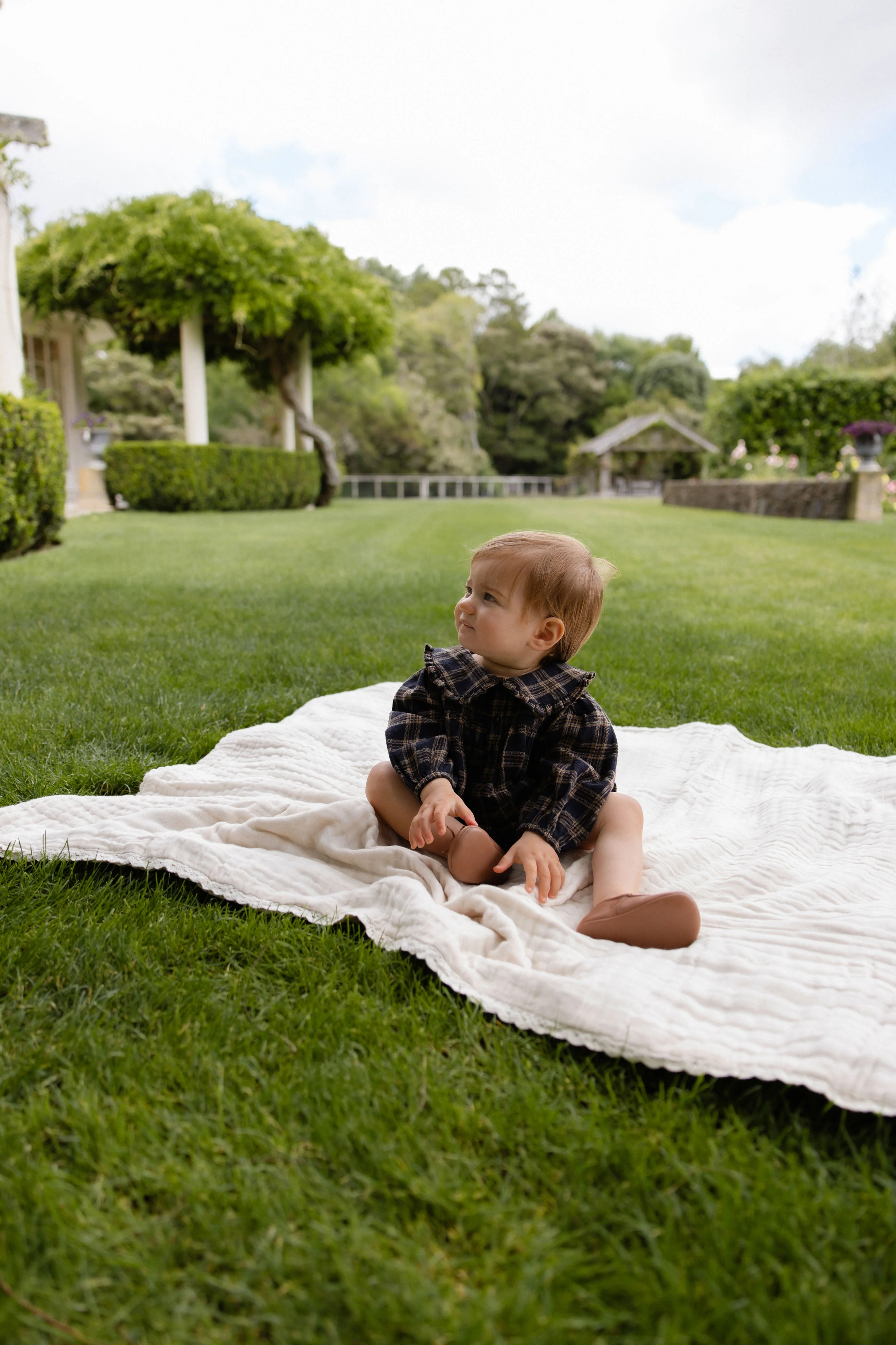 Organic Cotton Elowen Playsuit - Woodland Check - Image 5