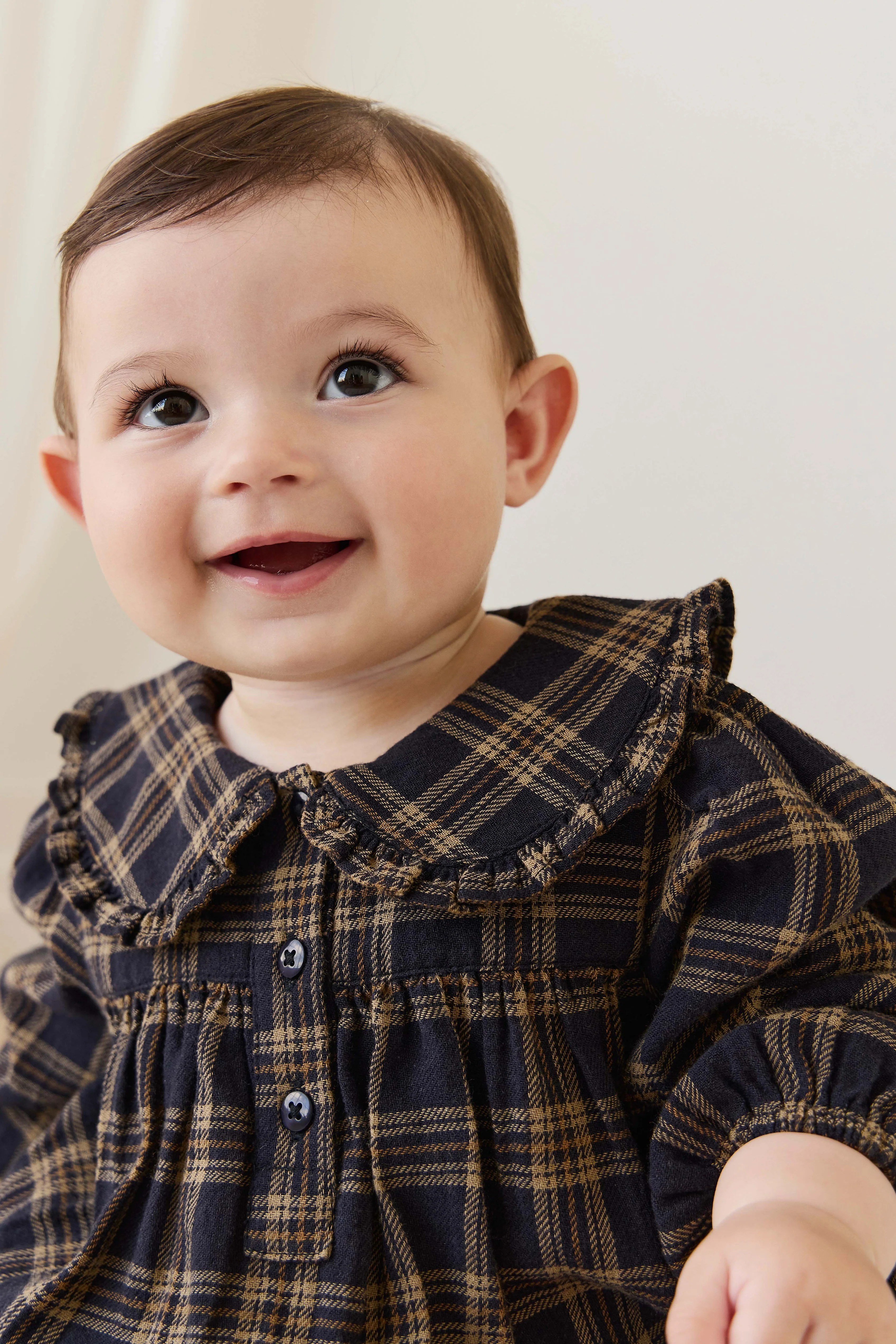 Organic Cotton Elowen Playsuit - Woodland Check - Image 6