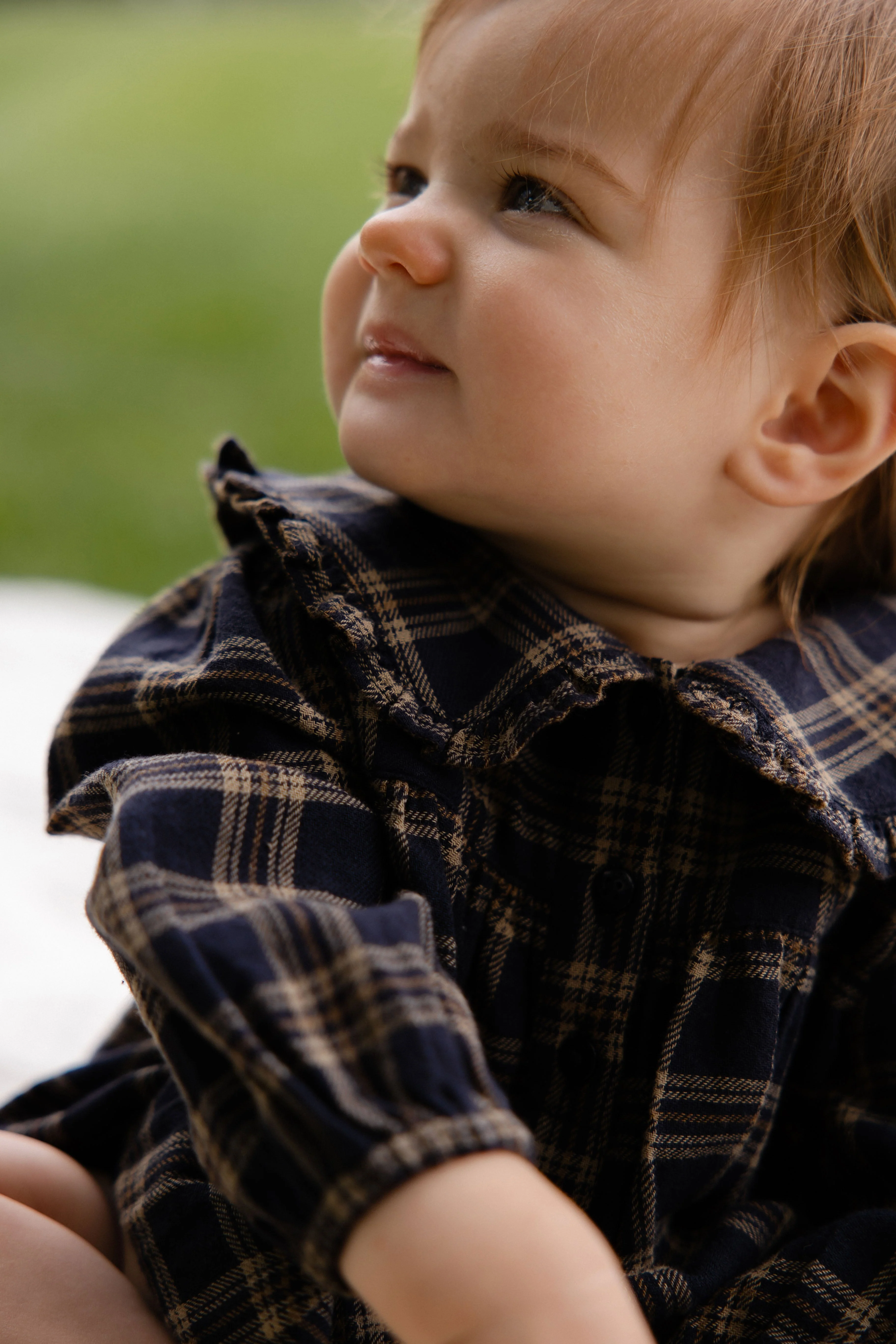 Organic Cotton Elowen Playsuit - Woodland Check - Image 8