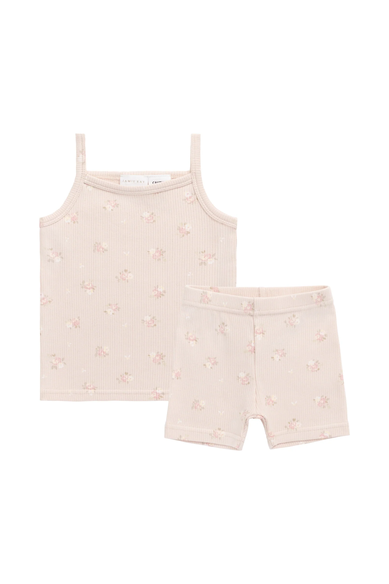Organic Cotton Fine Rib Isla Singlet Pyjama Set - Simone Morganite - Image 2