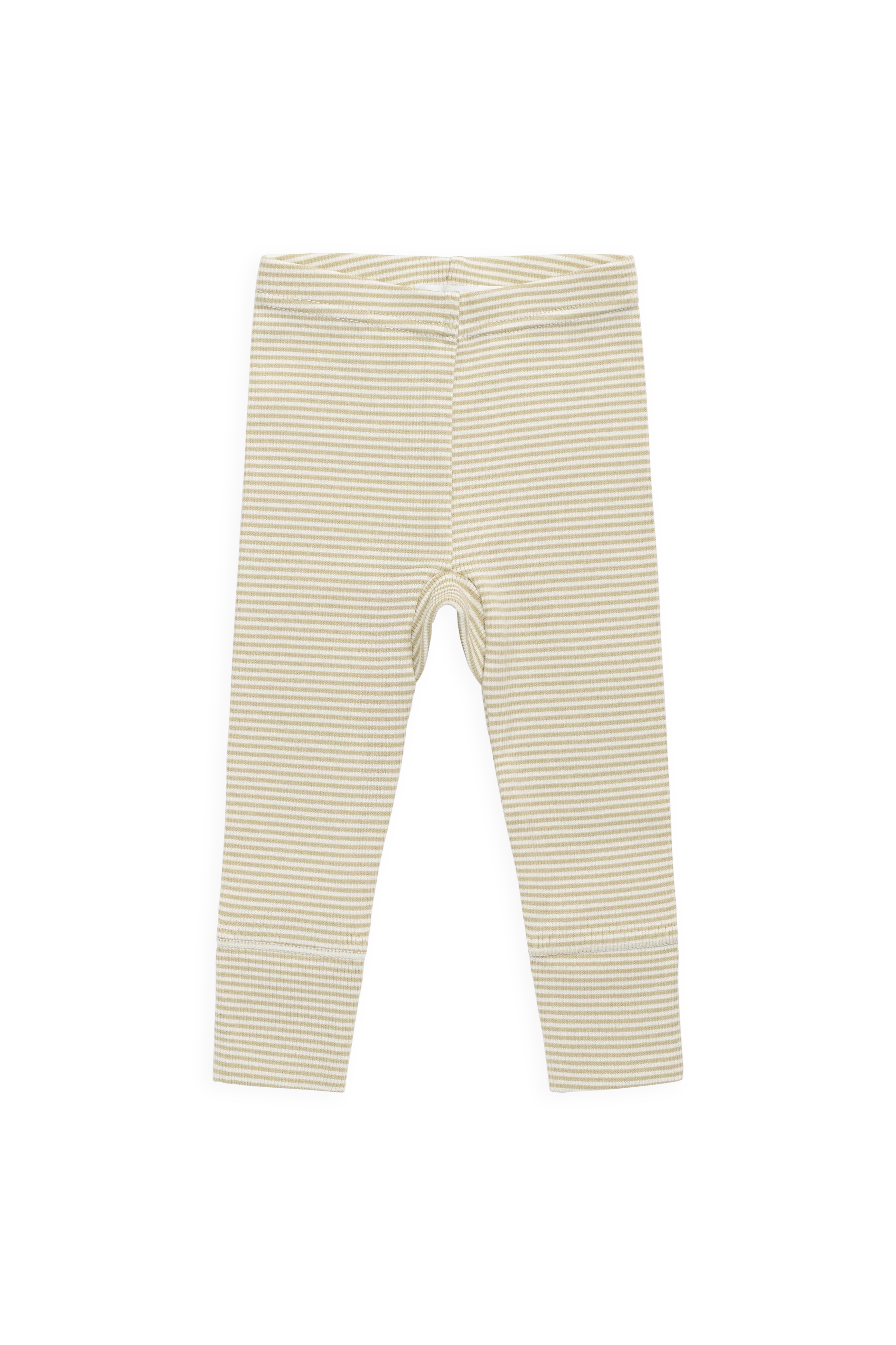 Organic Cotton Fine Rib Wiley Legging - Petite Stripe Hay/Cloud - Image 2