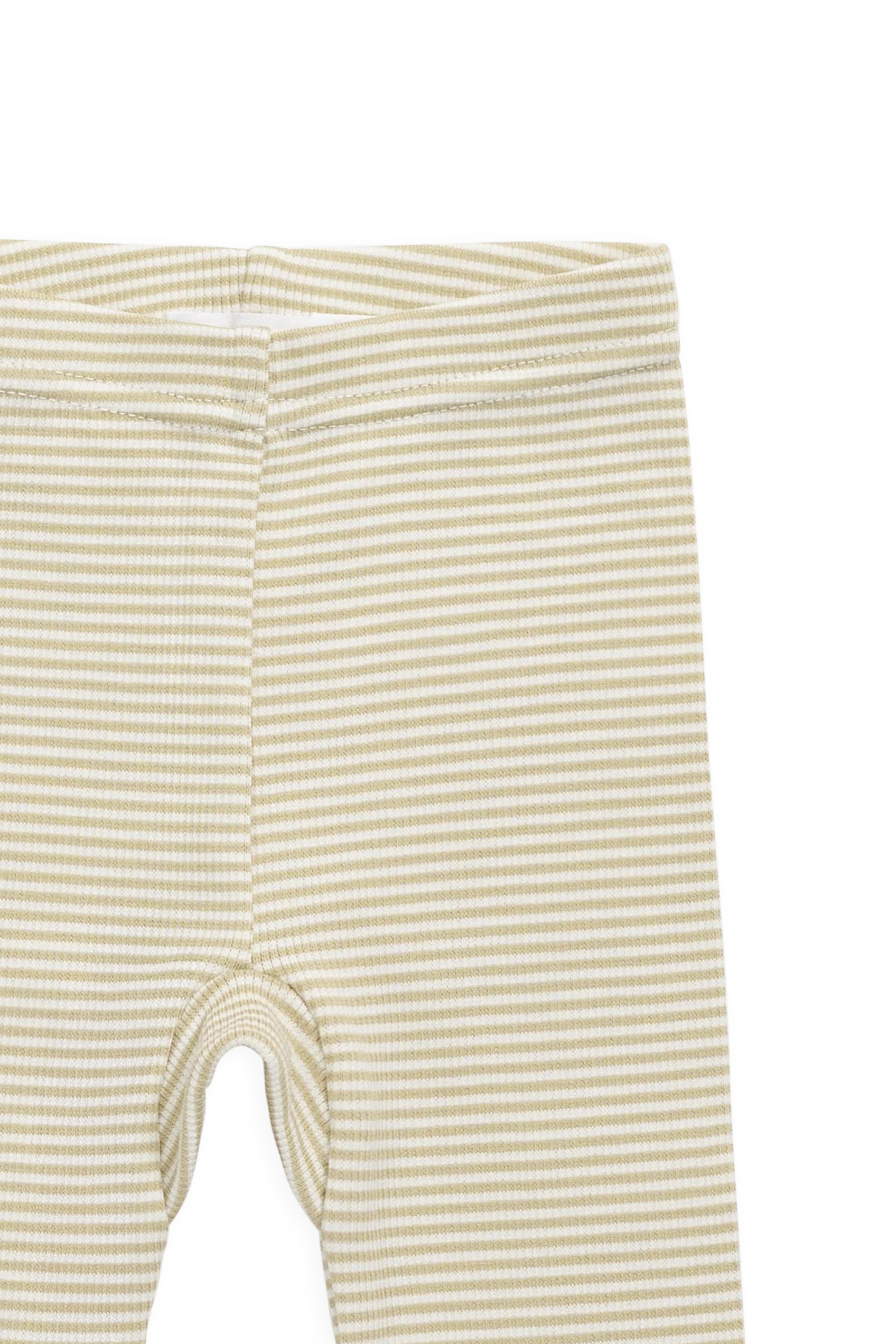 Organic Cotton Fine Rib Wiley Legging - Petite Stripe Hay/Cloud - Image 5