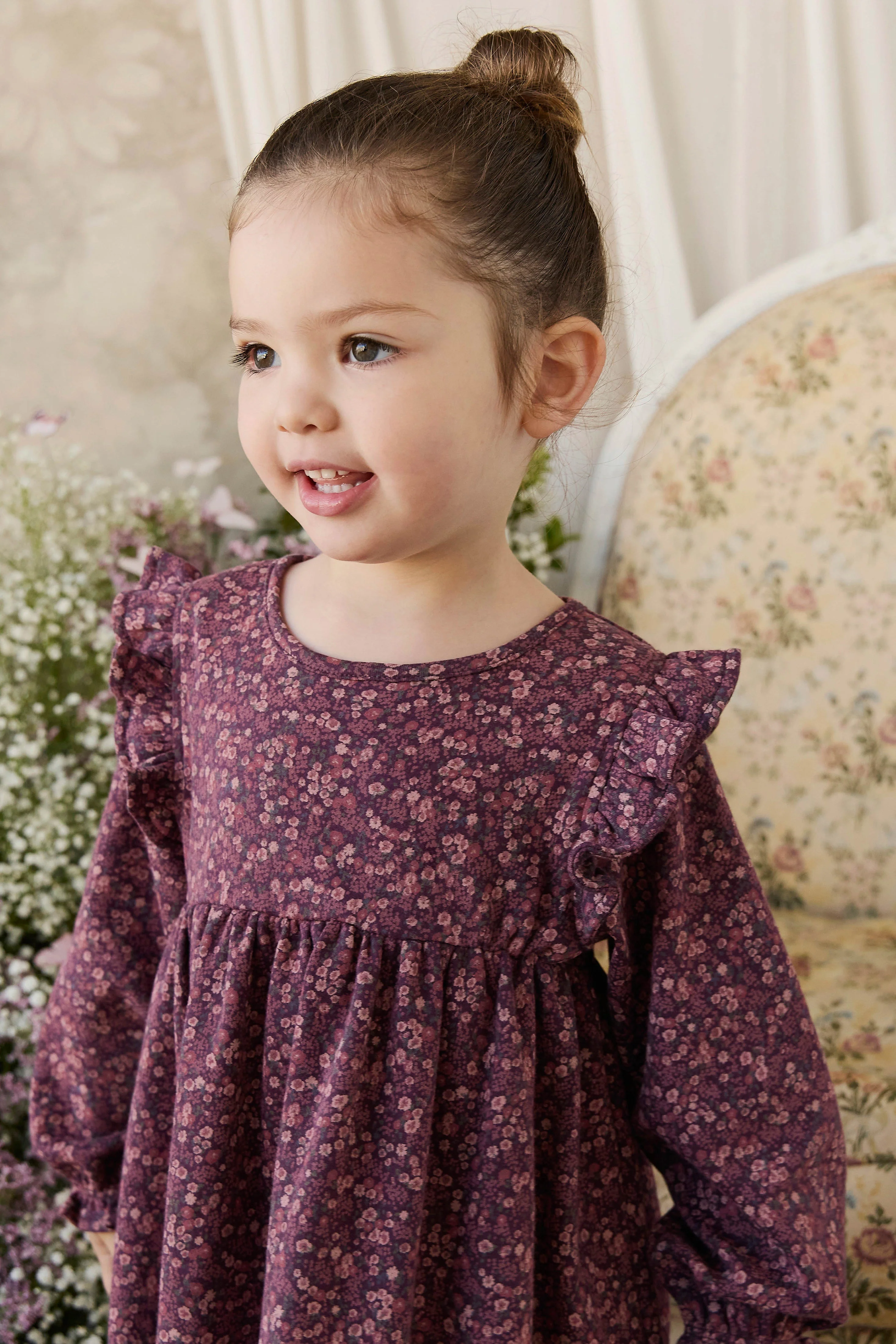 Organic Cotton Frankie Dress - Fig Floral - Image 4