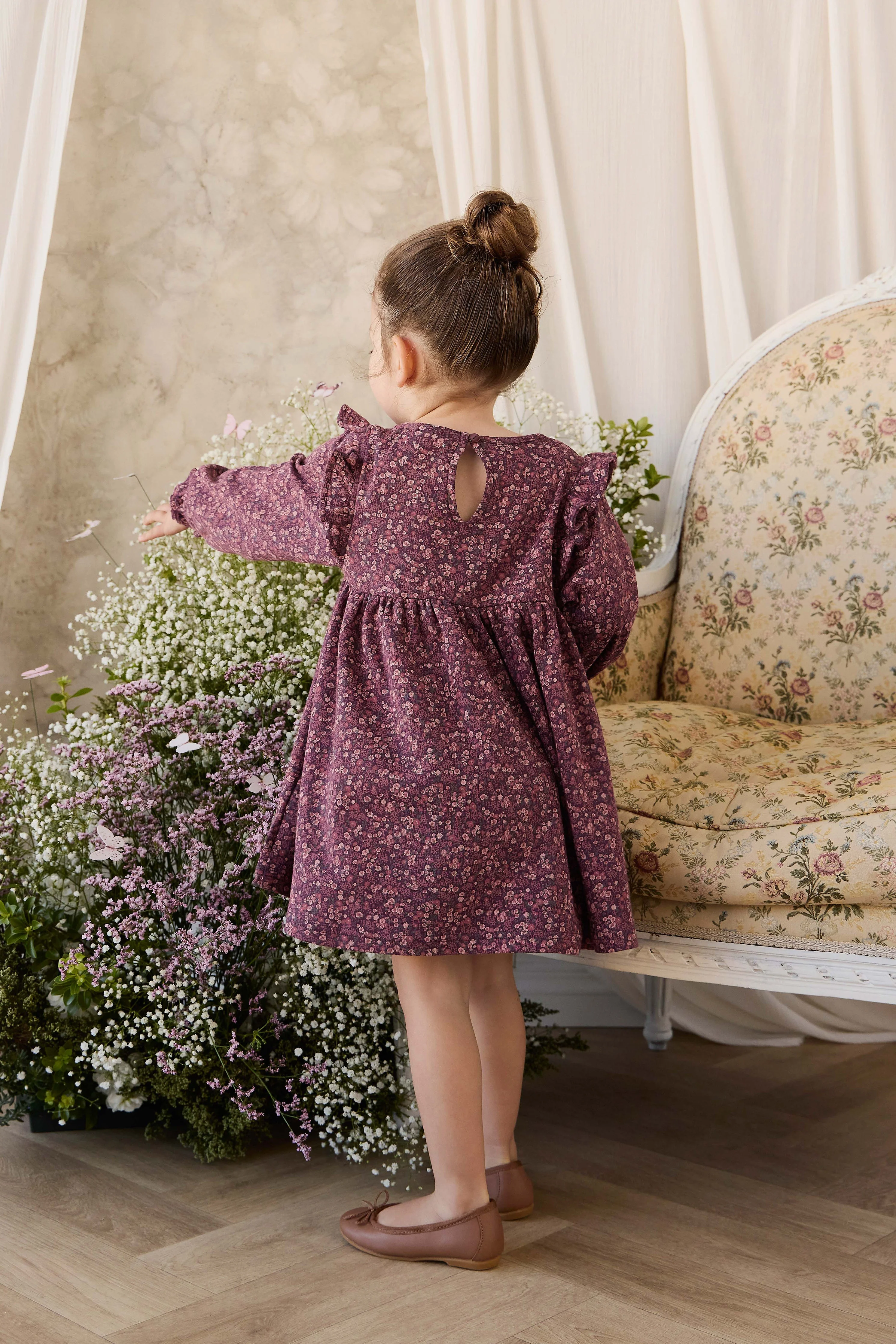 Organic Cotton Frankie Dress - Fig Floral - Image 5