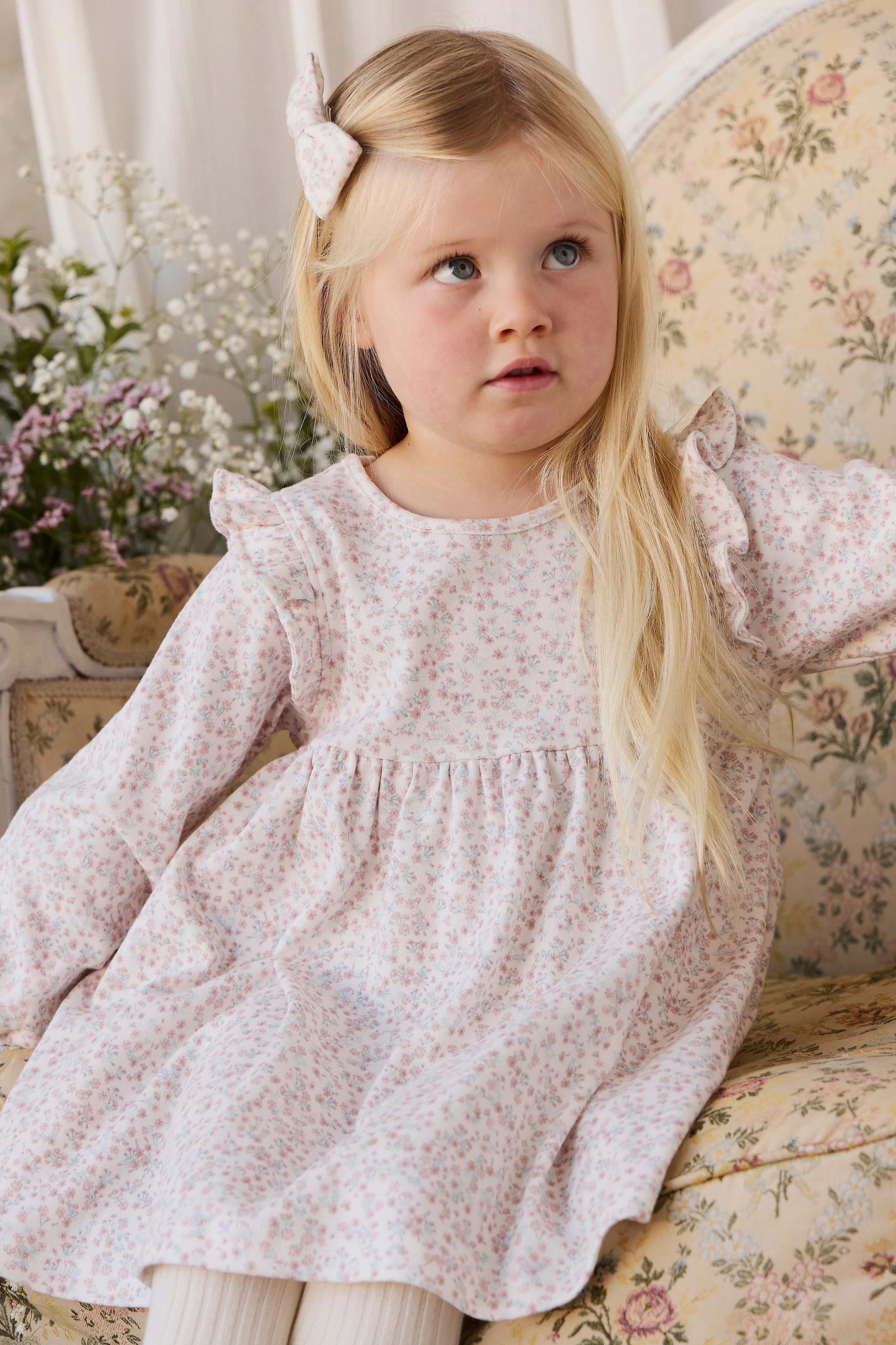 Organic Cotton Frankie Dress - Posy Milk - Image 3