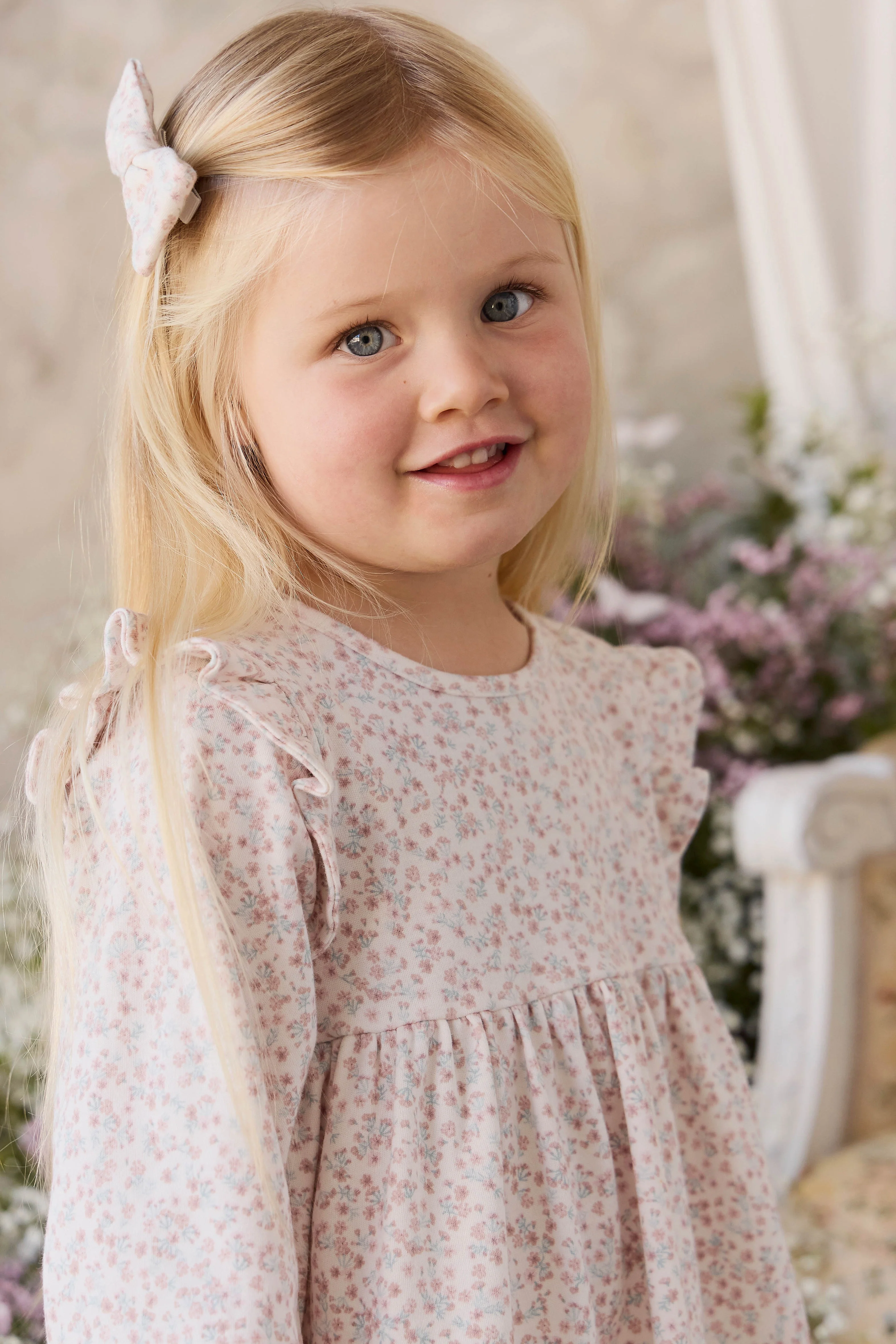Organic Cotton Frankie Dress - Posy Milk - Image 4