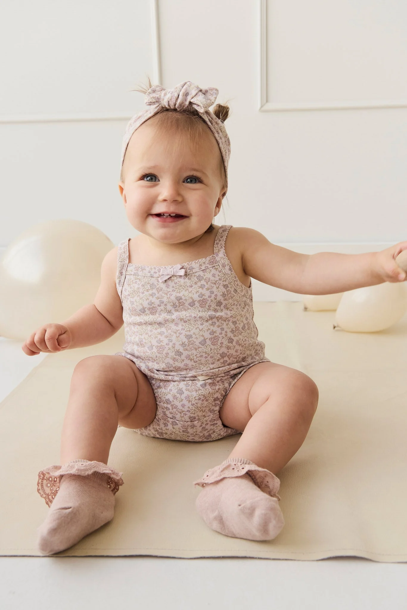 Organic Cotton Frill Bloomer - Amber Floral Lilac Ash - Image 3