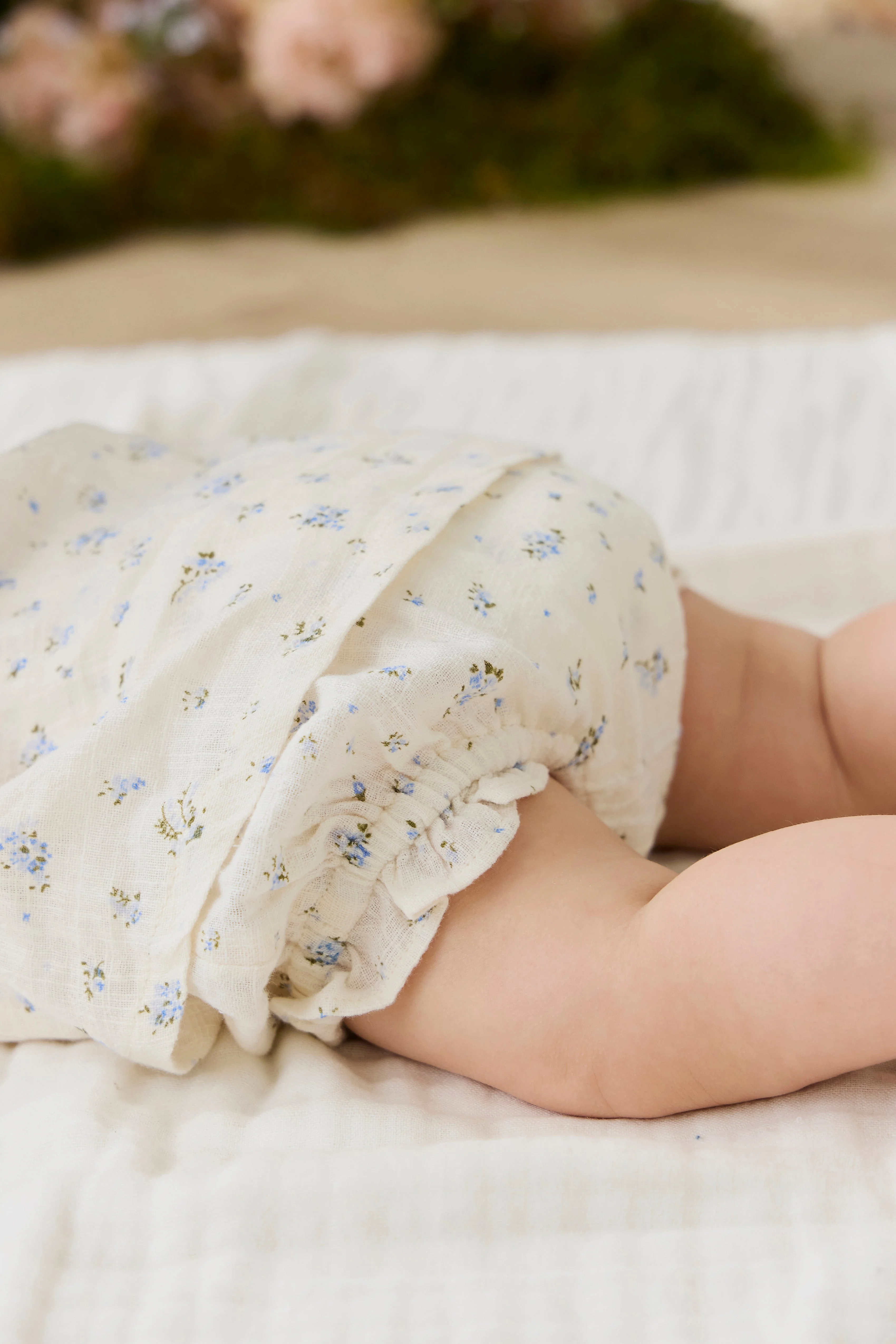 Organic Cotton Frill Bloomer - Juniper Fields Blue