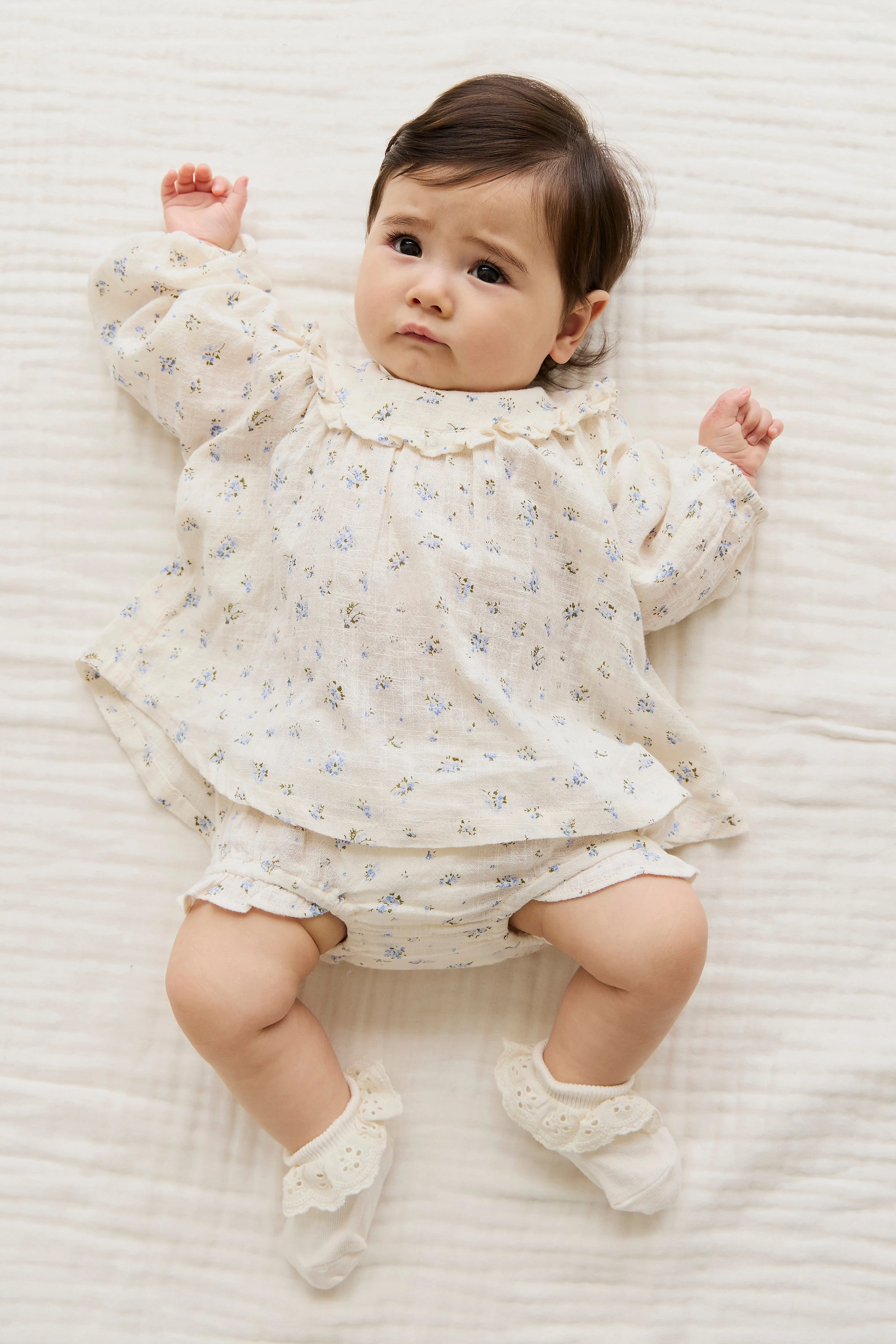 Organic Cotton Frill Bloomer - Juniper Fields Blue - Image 3