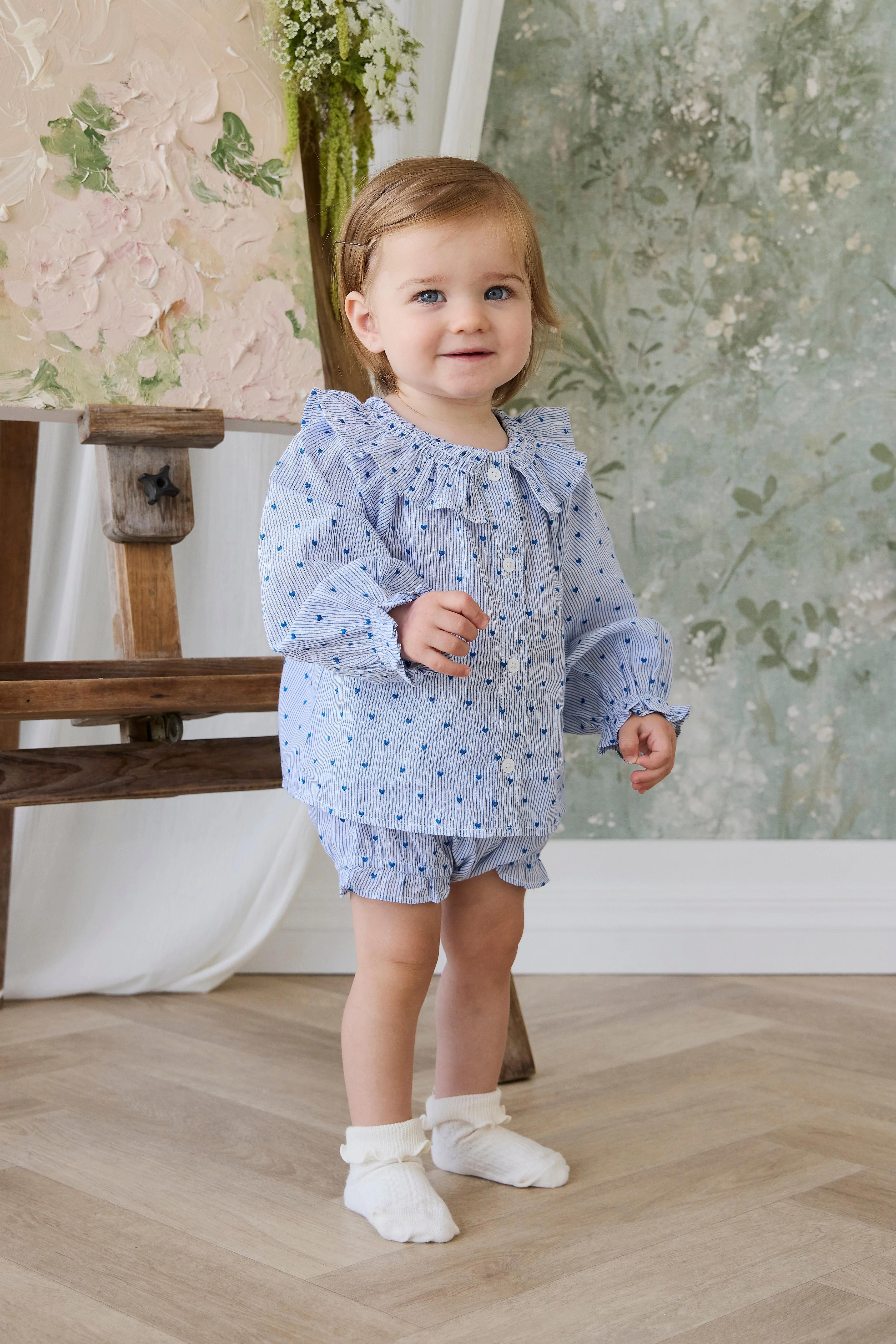 Organic Cotton Frill Bloomer - Mon Amour Stripe Indigo - Image 3