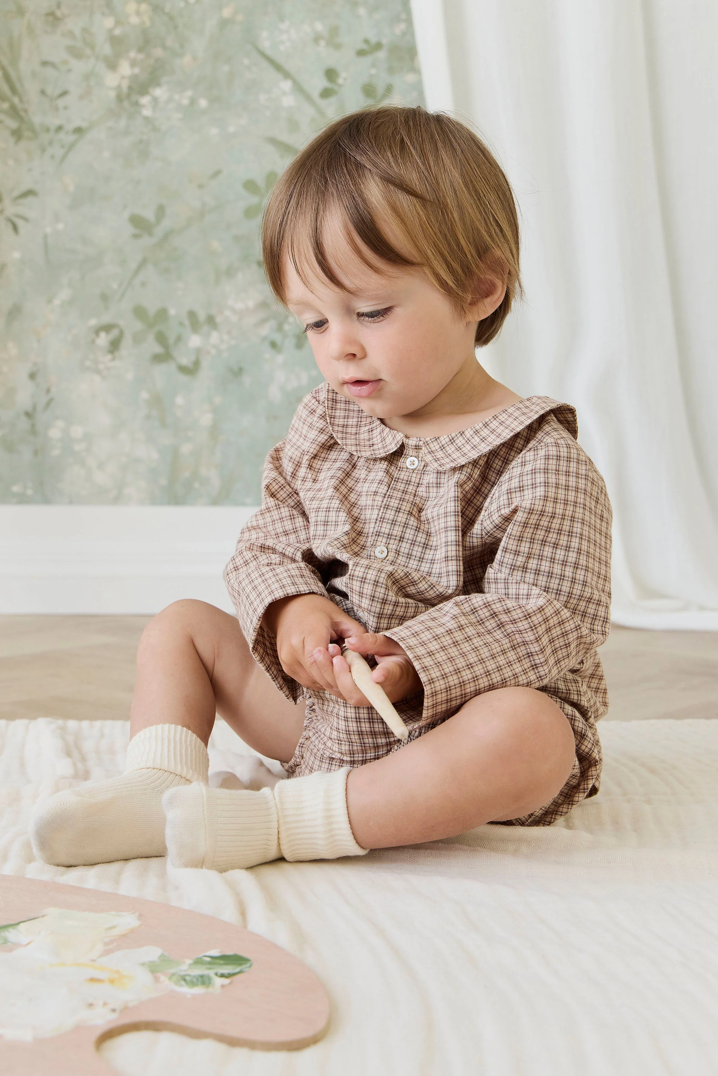 Organic Cotton Gabriel Bloomer - Cabin Check Cocoa - Image 2
