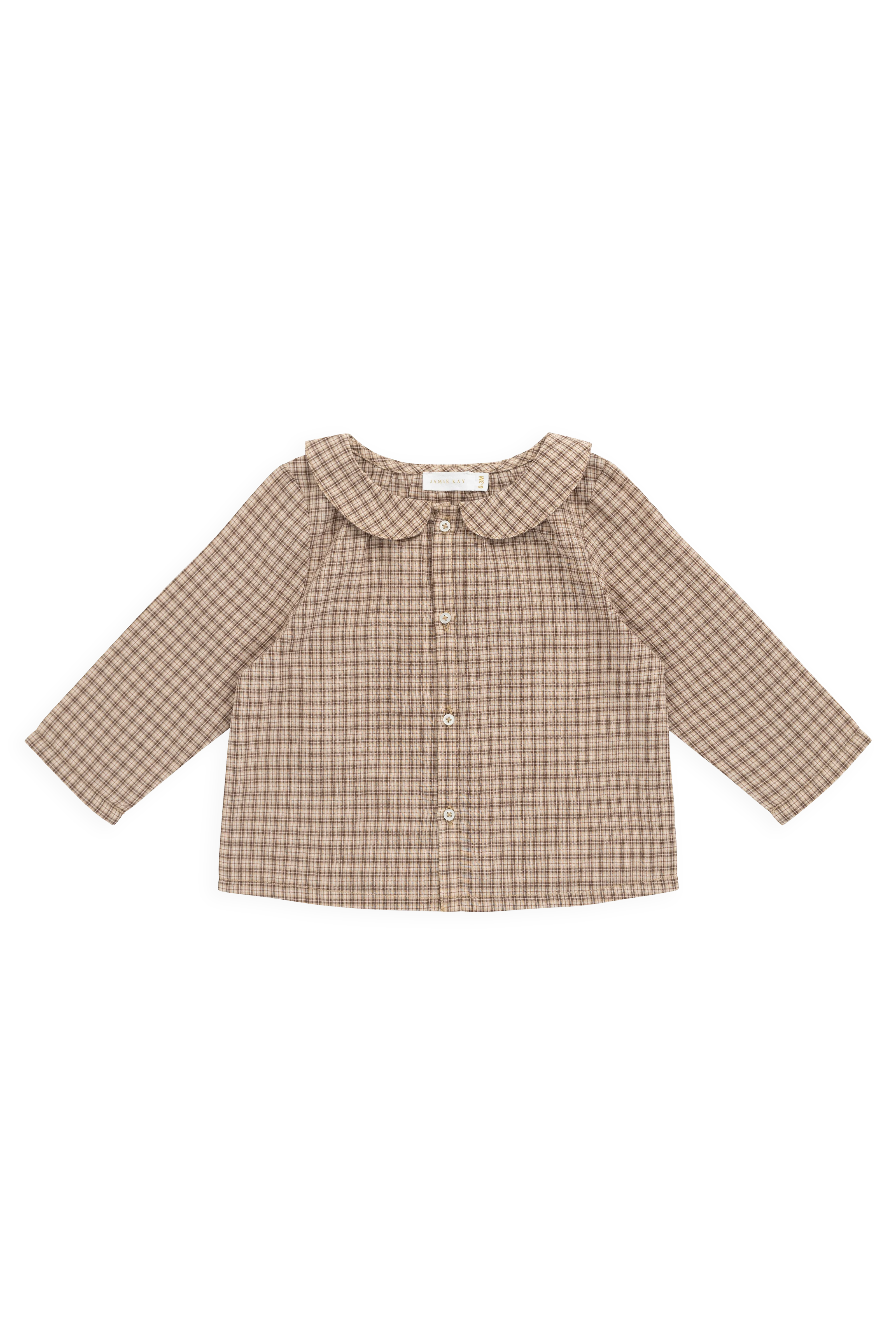 Organic Cotton Gabriel Top - Cabin Check Cocoa - Image 2