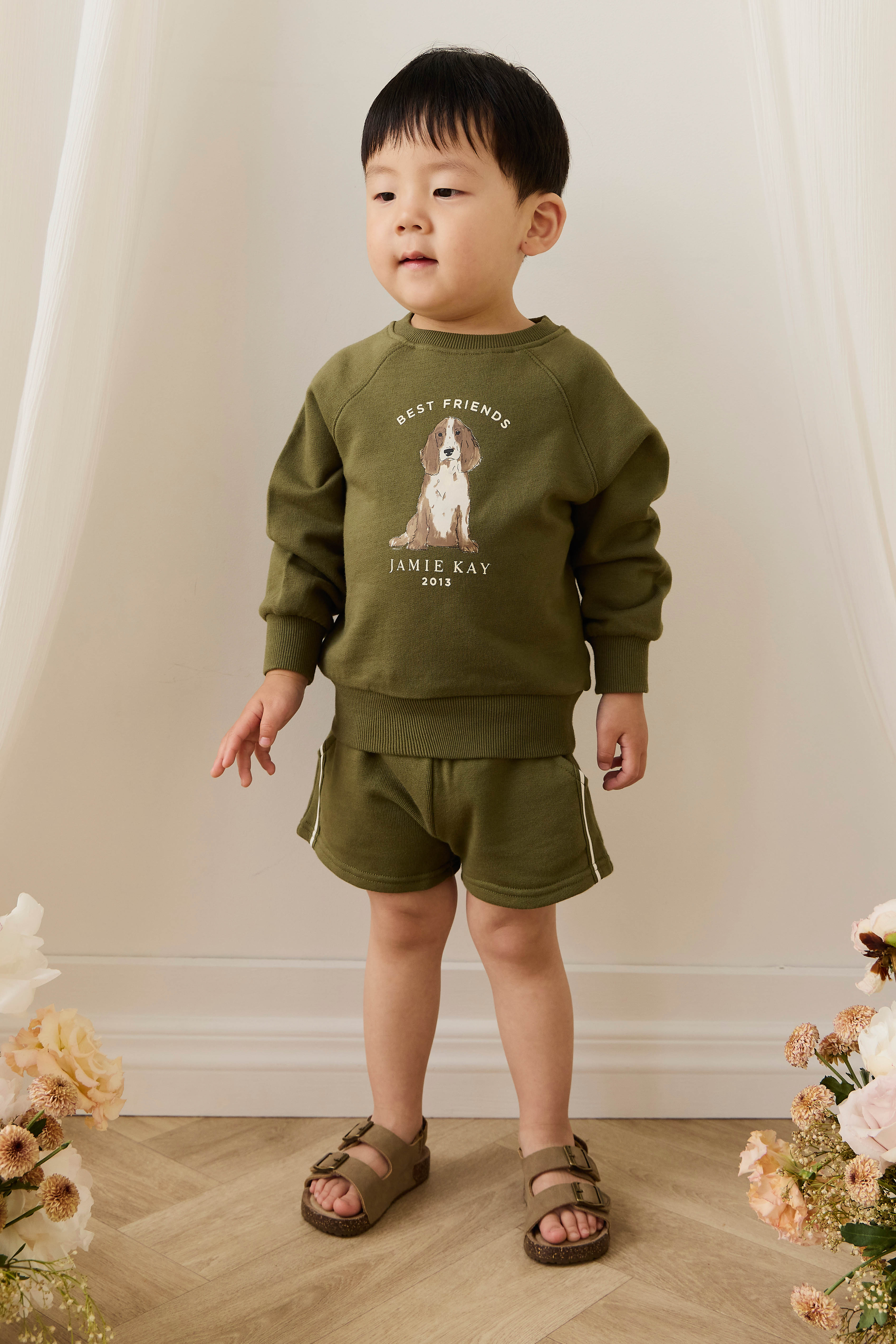 Organic Cotton Hayes Sweatshirt - Sicilian Olive Best Friends - Image 4