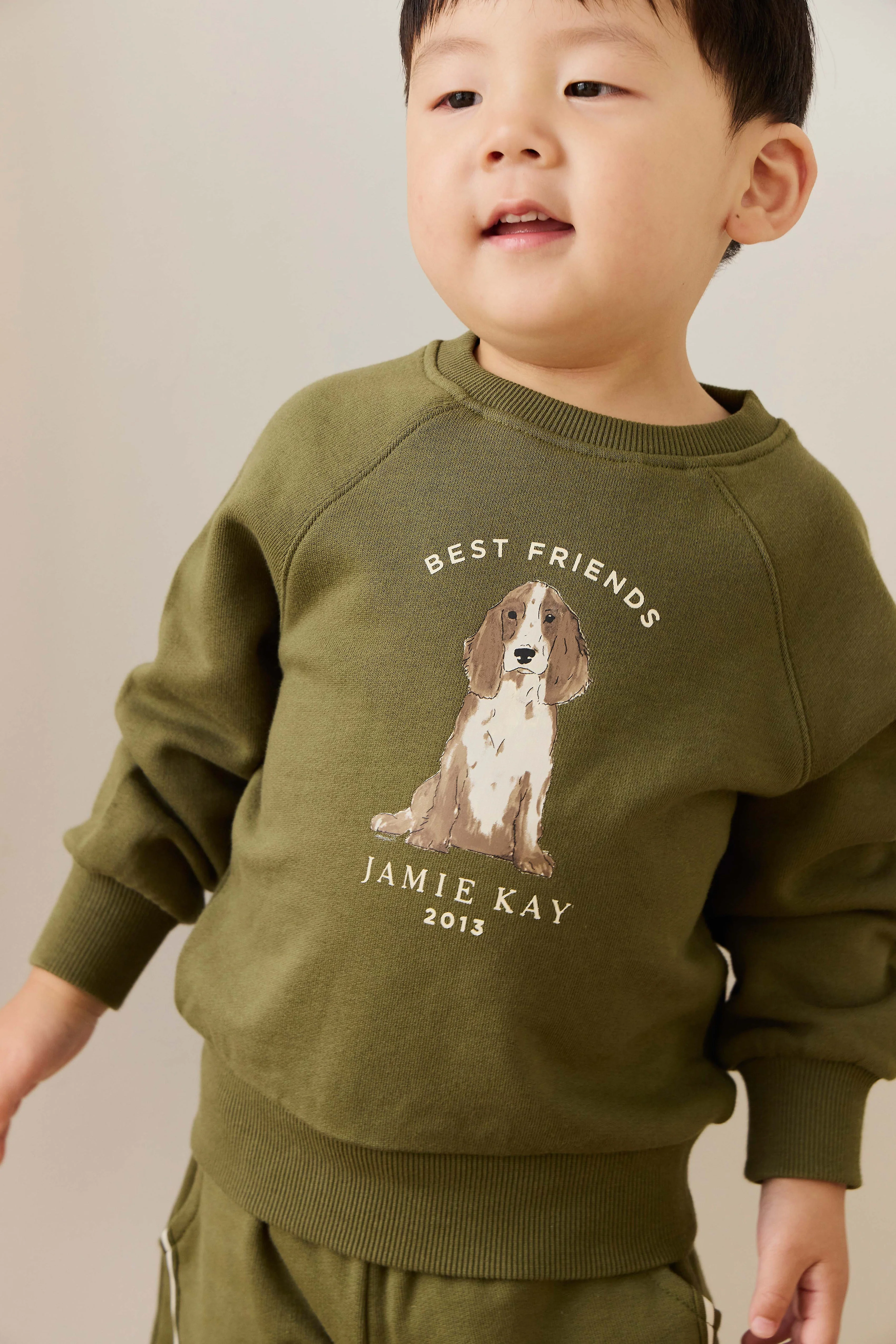 Organic Cotton Hayes Sweatshirt - Sicilian Olive Best Friends - Image 5