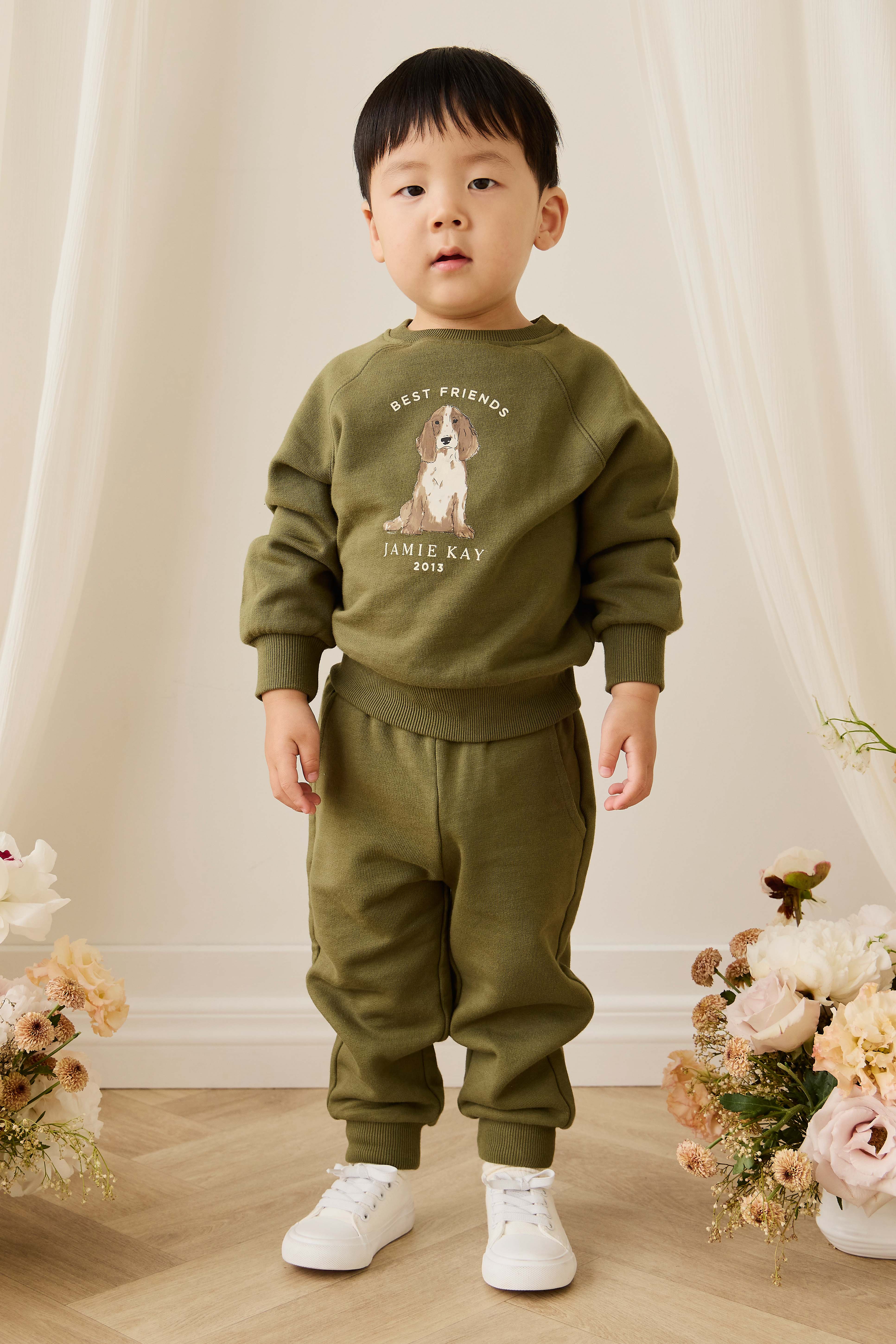 Organic Cotton Hayes Sweatshirt - Sicilian Olive Best Friends - Image 6