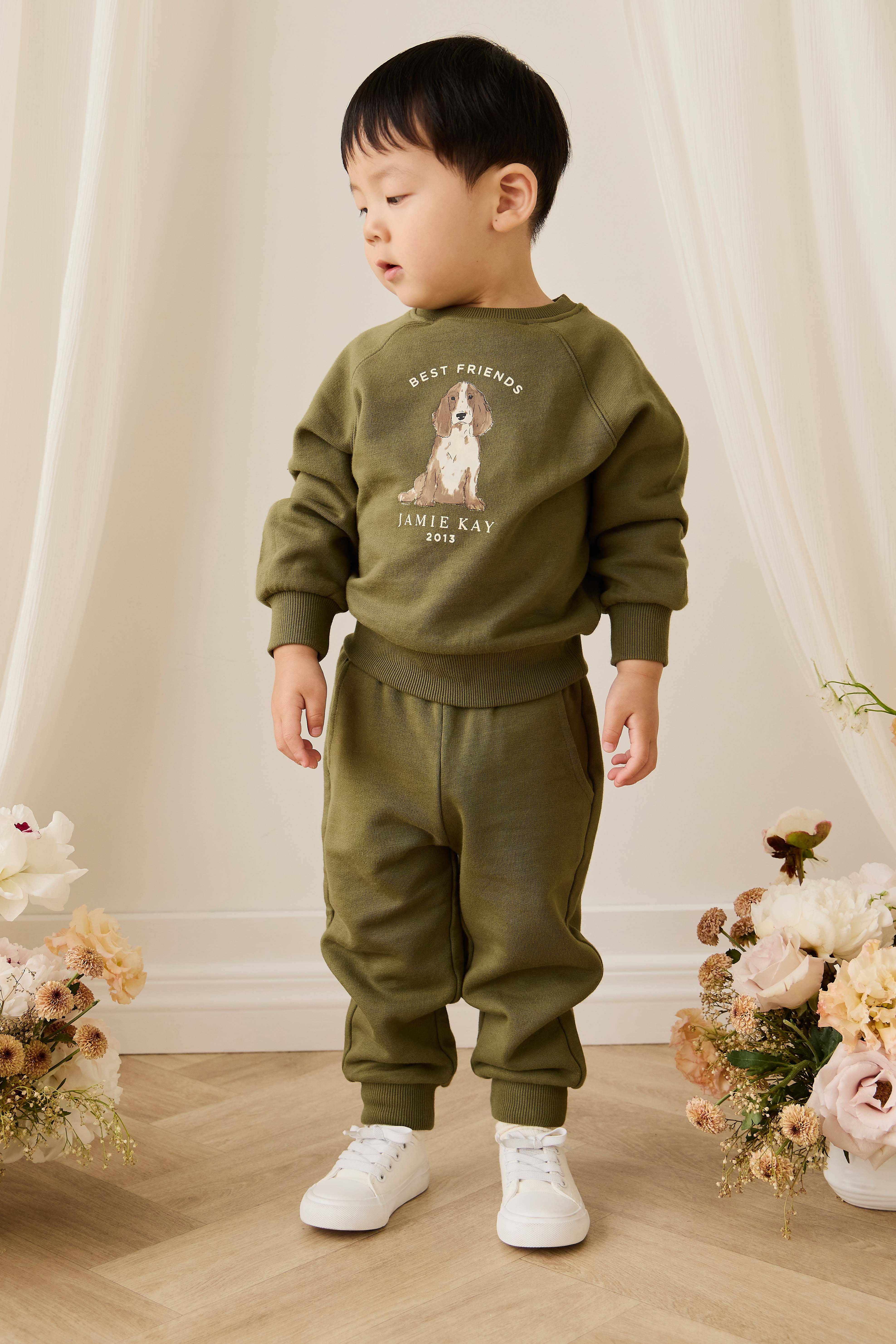 Organic Cotton Hayes Sweatshirt - Sicilian Olive Best Friends - Image 8
